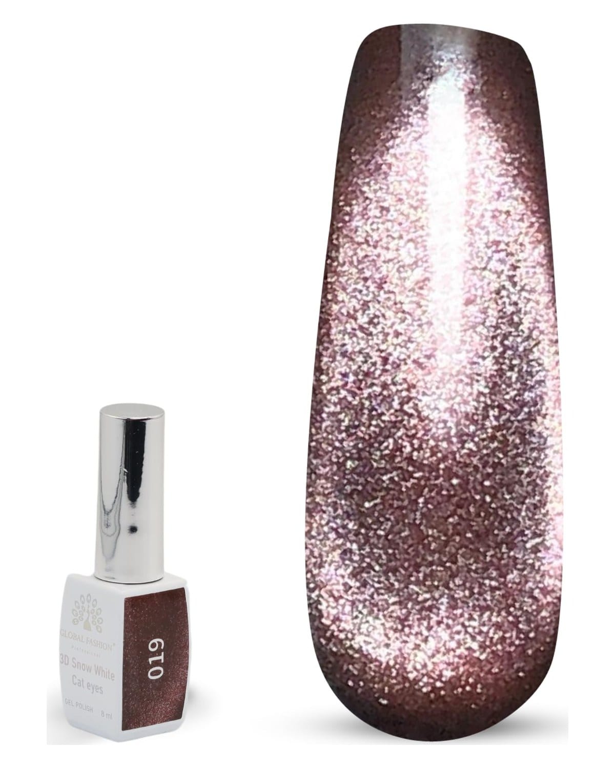 3D Snow White Cat Eye Gel Nail Polish 8ml – Long-Lasting Magnetic Gel, Holographic Shimmer, UV/LED Soak Off, Chip-Resistant, Vegan Cruelty-Free, DIY Nail Art, Salon Quality Manicur — Color 6145377445130