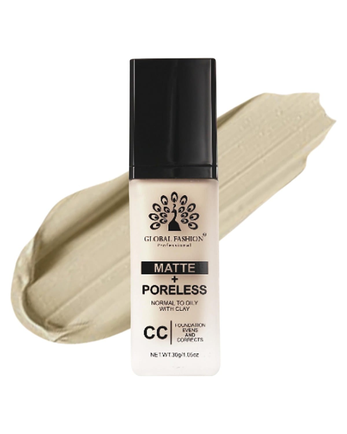 Global Fashion Matte & Poreless CC Foundation - 8 Shades, Oil‑Control, Clay‑Infused Tone‑Perfecting SPF - Free Cream, Lightweight, Buildable Coverage for Normal Oily Skin (G018 - D)