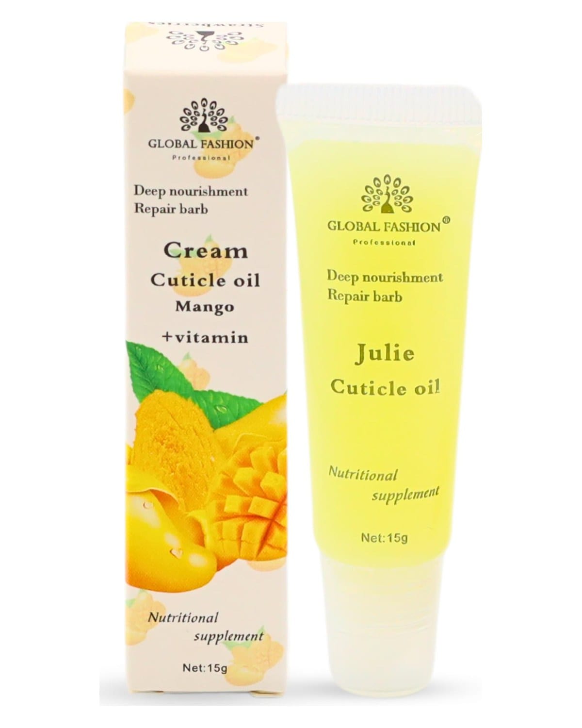 GLOBAL FASHION Professional Cream Cuticle Oil - Scent + Vitamins - Nourishing Nail & Cuticle Care (Mango + Vitamin)