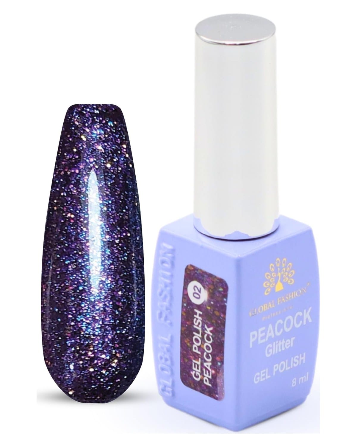 Peacock Glitter Gel Polish 8ml Long-Lasting Shine Soak-Off Gel Polish - Long-Lasting, Chip-Resistant Glitter for Dazzling Manicure Vegan & Cruelty-Free - Salon-Quality at Home! - (Color 02) — Color 2038529540378