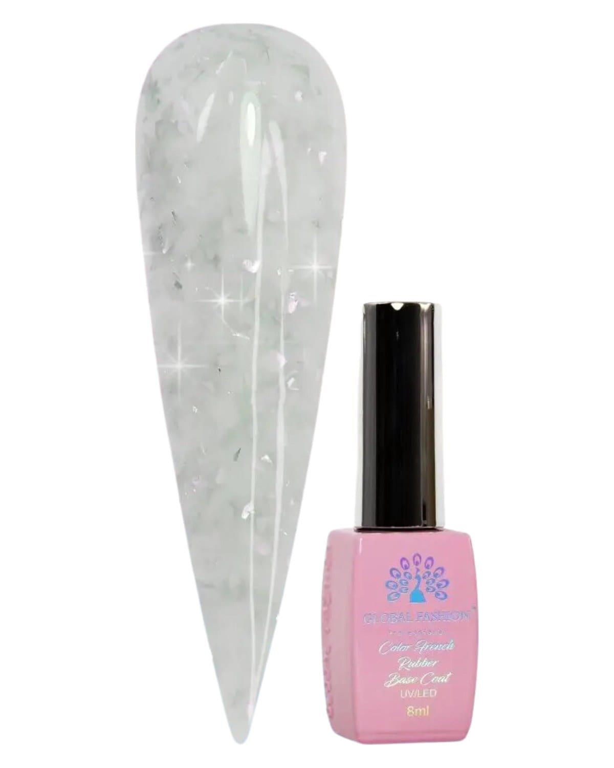 GLOBAL FASHION Professional Non-Toxic Flakes Base Coat for Women - Vegan, Cruelty-Free, Long-lasting, Strong, and Flexible - 8ml | (10) — Color 4673724658268