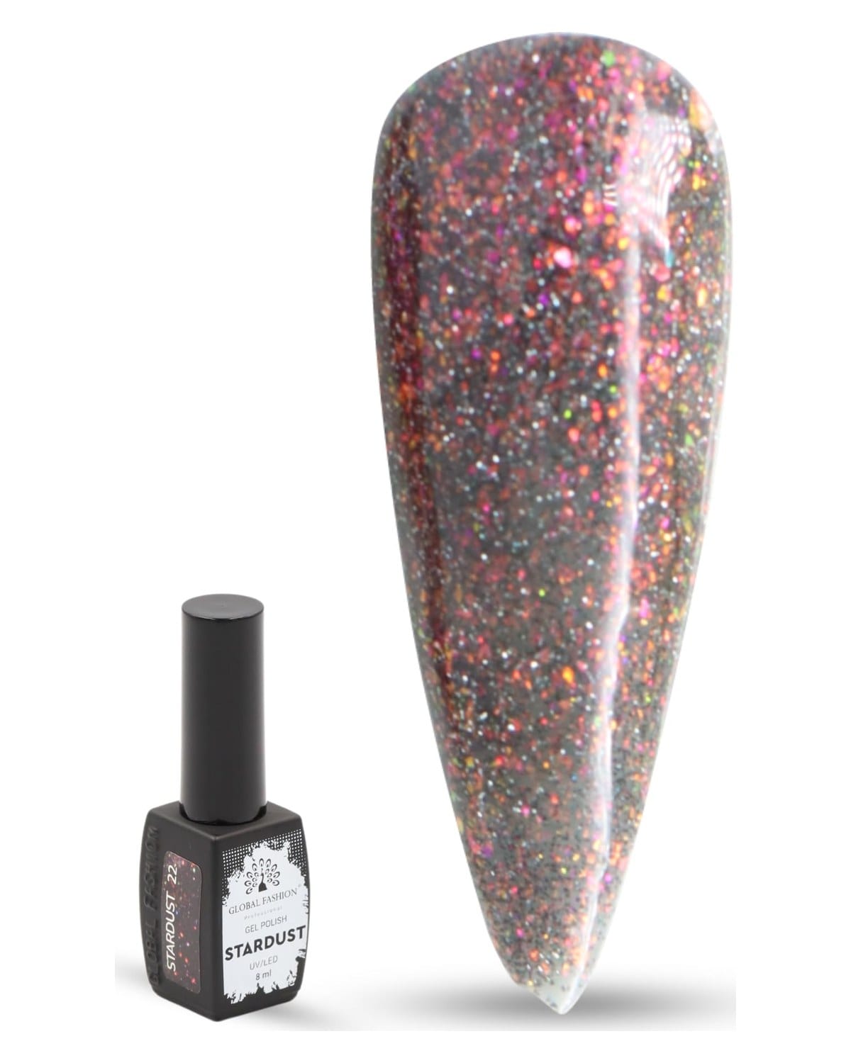 Stardust Gel Nail Polish – 8ml Holographic Glitter Color, Long-Lasting High-Gloss Soak Off UV/LED Gel, Professional Salon Quality & DIY Nail Art for Easy Manicure and Pedicure at Home or Salon (22) — Color 4673724656028