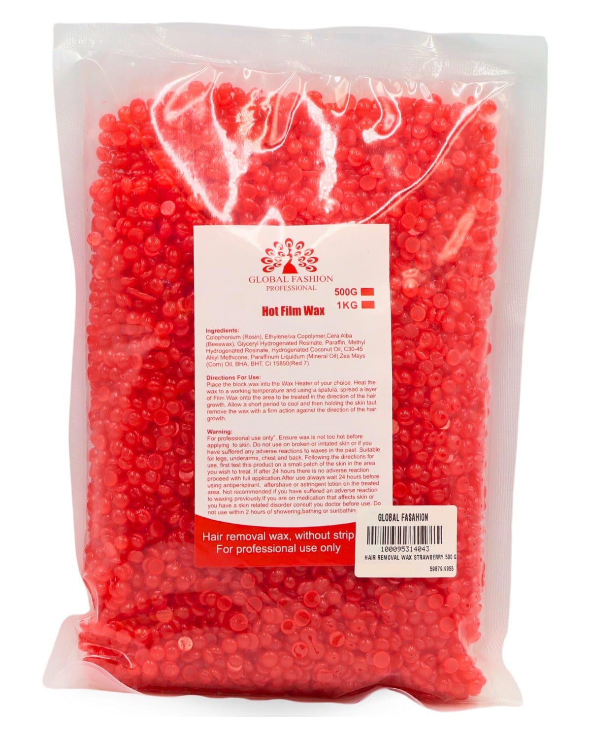 Hair Removal Wax Beans, No Strip Use Only | (Strawberry Wax, 500g) — Scent 100095314043