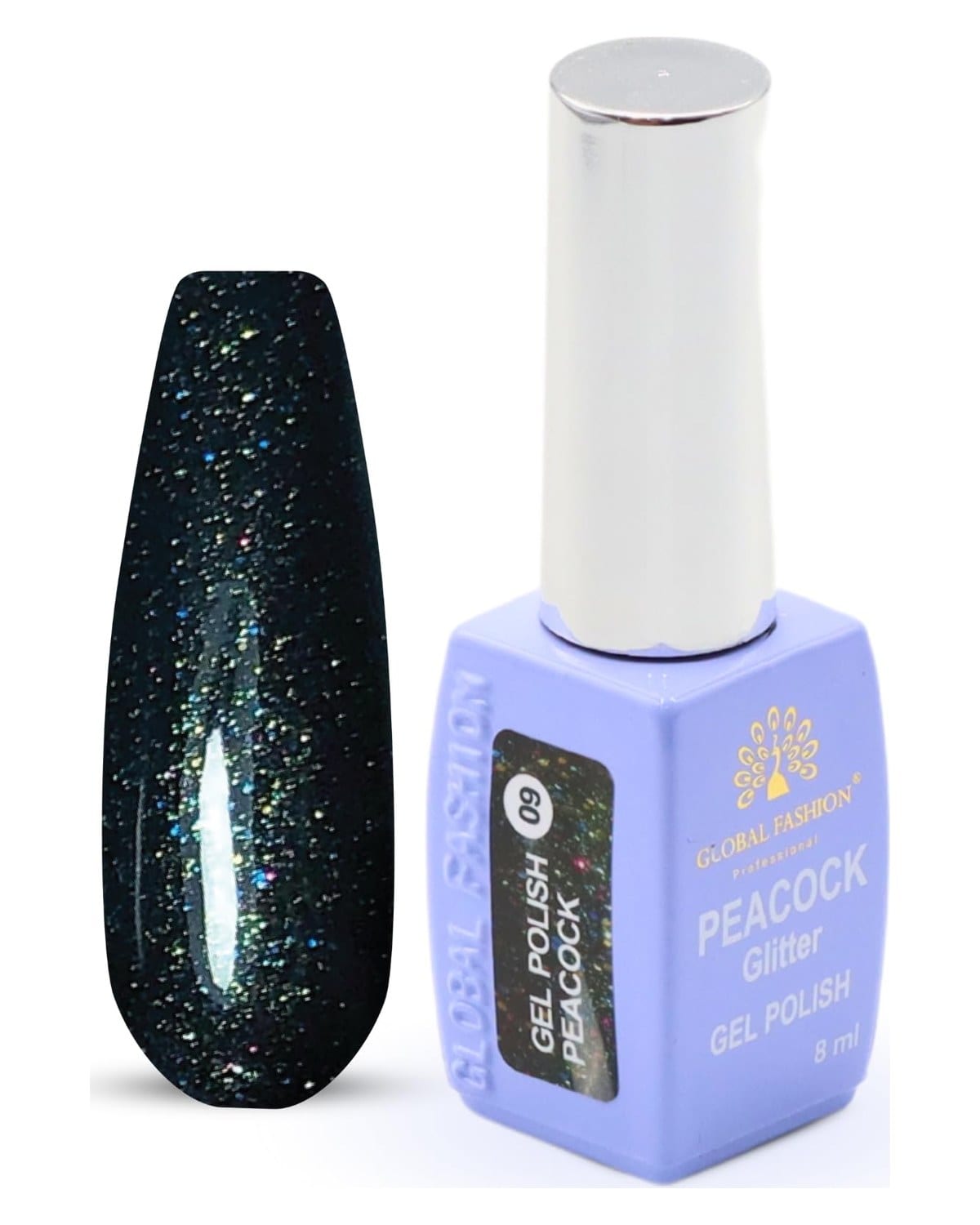 Peacock Glitter Gel Polish 8ml Long-Lasting Shine Soak-Off Gel Polish - Long-Lasting, Chip-Resistant Glitter for Dazzling Manicure Vegan & Cruelty-Free - Salon-Quality at Home! - (Color 09) — Color 2038529540446