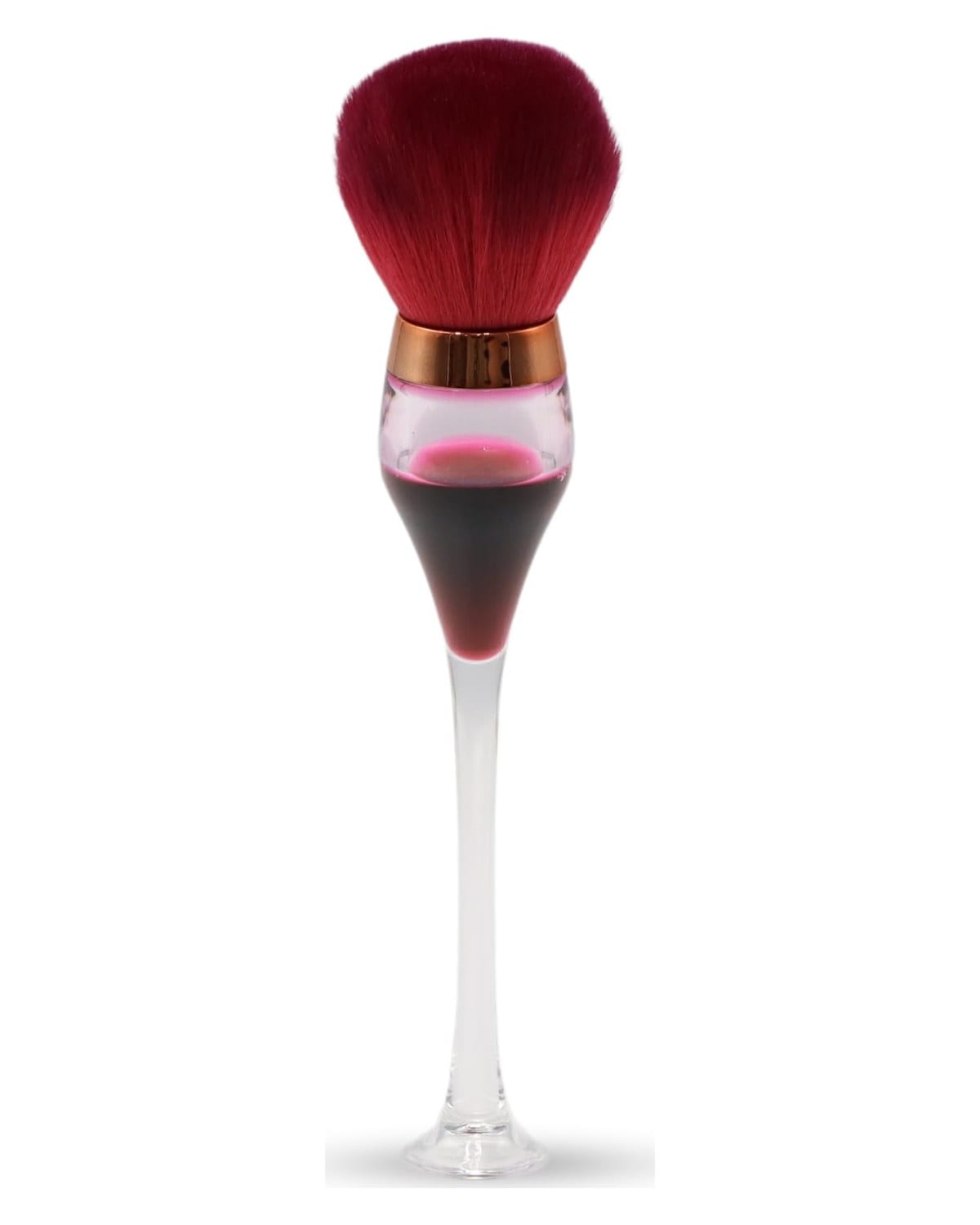 GLOBAL FASHION Professional Vegan Nail Dust Brush - Wine Glass Shape - Effortless Dust Removal for Acrylics, Glitters & Dips | Soft Bristles | Cruelty-Free Manicure Tool | Easy to Clean | Red — Color 0634052951821