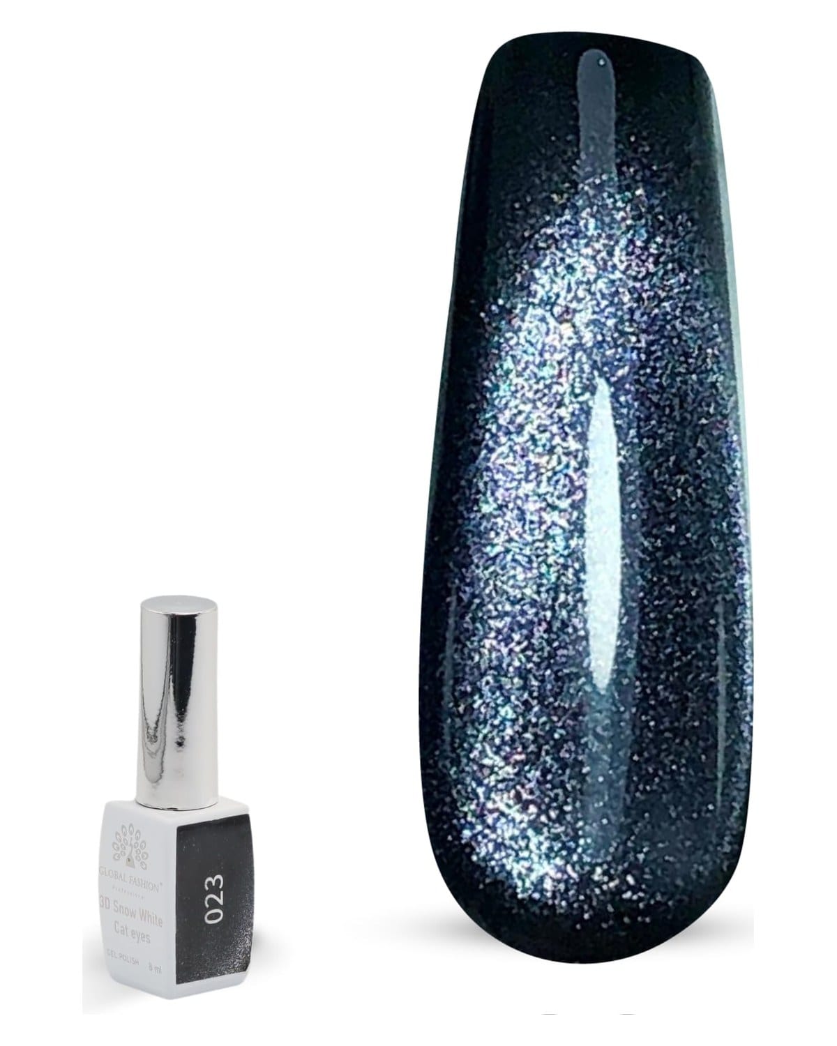 3D Snow White Cat Eye Gel Nail Polish 8ml – Long-Lasting Magnetic Gel, Holographic Shimmer, UV/LED Soak Off, Chip-Resistant, Vegan Cruelty-Free, DIY Nail Art, Salon Quality Manicur — Color 6145377445512