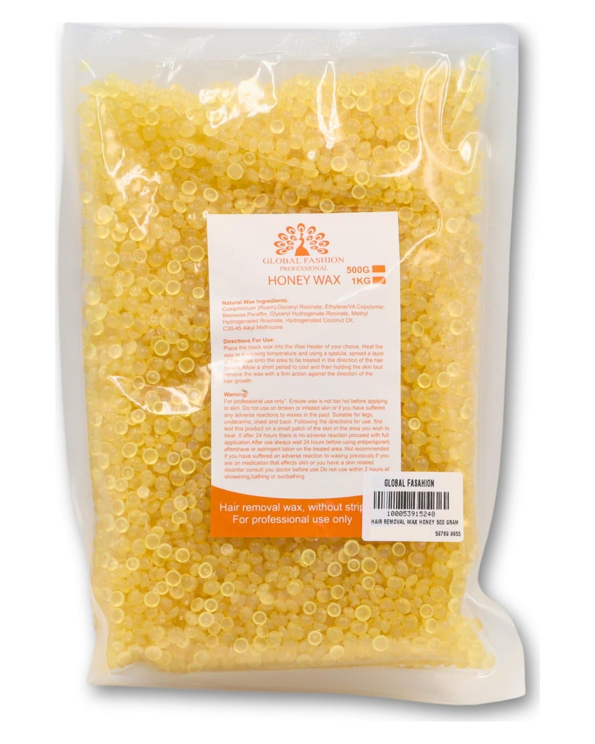 Hair Removal Wax Beans, No Strip Use Only | (Honey Wax, 500g) — Scent 100053915248