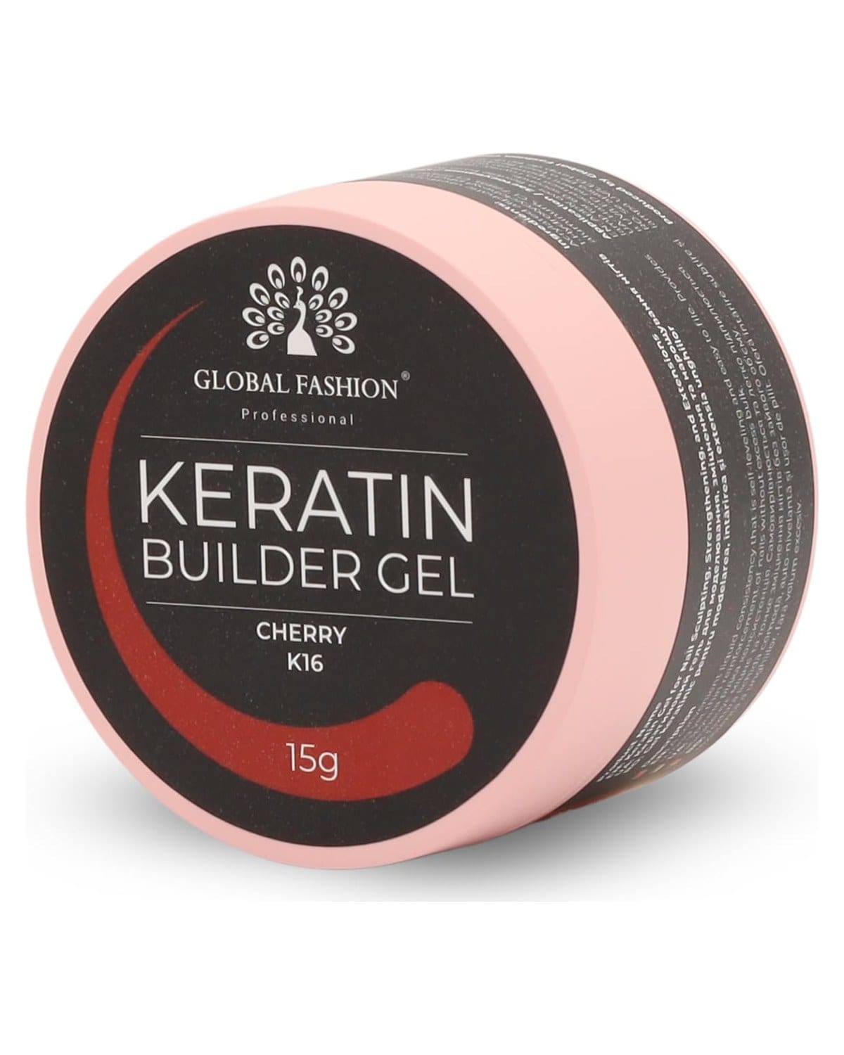 Keratin Builder Gel 15g Self Leveling Hard Gel Durable and Strong for Nail Overlays Extensions and Repairs UV LED Cure Odor Salon Finish Reinforcing Formula, Long Lasting Wear (K16 - Cherry)