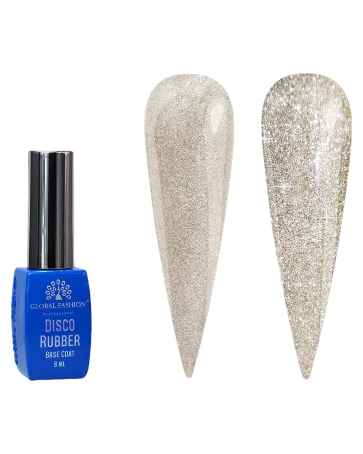 GLOBAL FASHION Professional Disco Reflective Rubber Base | 8ml | Long-lasting Shine | Nail Art | (06) — Color 4673724658374