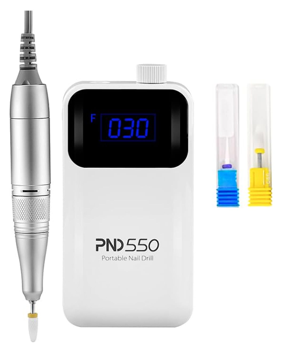 Global Fashion Pro Rechargeable Cordless Nail Drill 30,000 RPM – LCD Display, Adjustable Speed, Portable Lightweight Ergonomic E-File Machine for Manicure, Pedicure, Acrylic & Gel Removal (PND550)