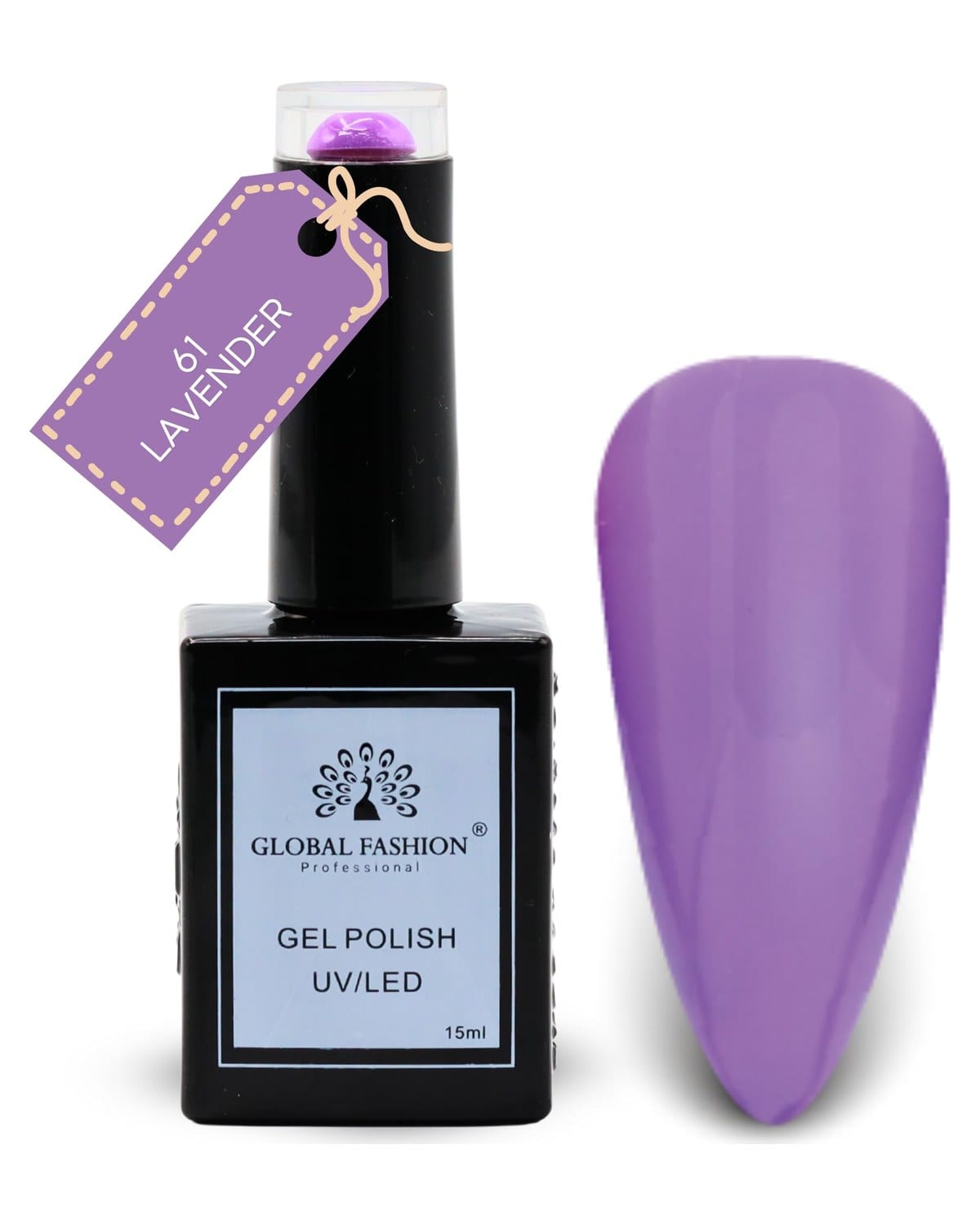 Global Fashion Fuchsia Fever Collection Set (61–66) – 6 Long-Lasting, High-Gloss, Chip-Resistant Colors for Teens & Professionals – UV/LED Soak-Off Nail Kit (61-Lavender-1p, 15ml)