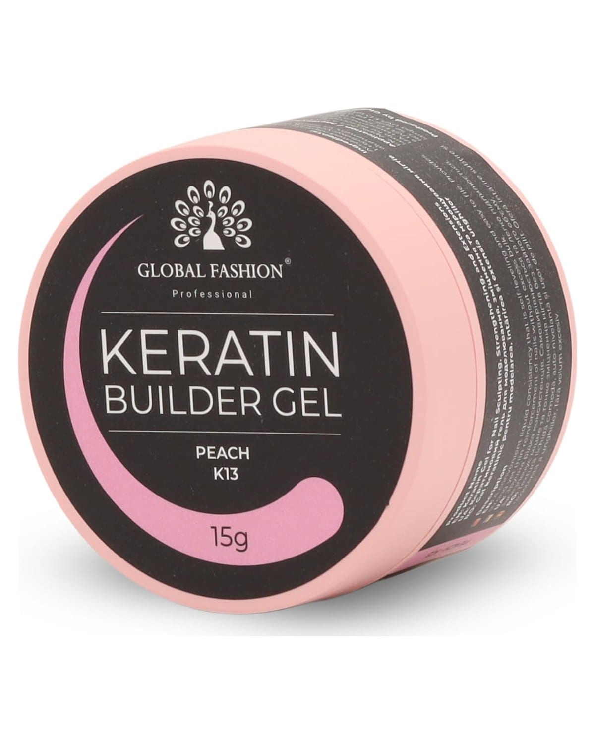 Keratin Builder Gel 15g Self Leveling Hard Gel Durable and Strong for Nail Overlays Extensions and Repairs UV LED Cure Odor Salon Finish Reinforcing Formula, Long Lasting Wear (K13 - Peach)