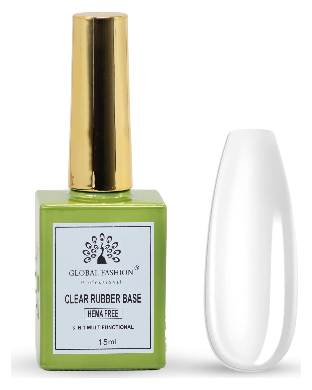 Professional Clear Rubber Base Coat - HEMA Free 3-in-1 Multifunctional Nail Gel | Long-Lasting, Builder Liquid, Reinforce Gel | Hypoallergenic, USA-Material Nail Supplies for Salon & DIY – 15ml — Color 614537756899