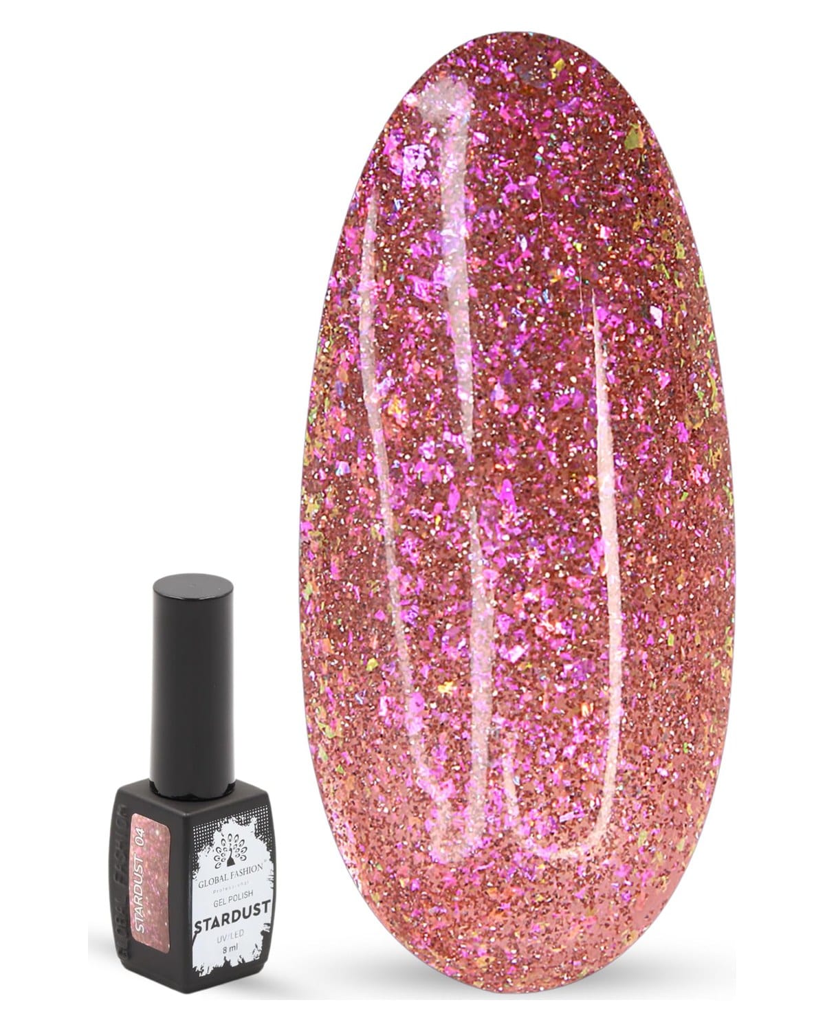 Stardust Gel Nail Polish – 8ml Holographic Glitter Color, Long-Lasting High-Gloss Soak Off UV/LED Gel, Professional Salon Quality & DIY Nail Art for Easy Manicure and Pedicure at Home or Salon (04) — Color 4673724655847