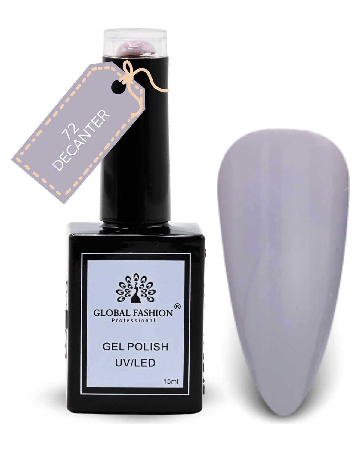 Global Fashion Violet Vibes Collection Set (67–72) – 6 Long-Lasting, High-Gloss, Chip-Resistant Colors for Teens & Professionals – UV/LED Soak-Off Nail Kit (72-Decanter-1p, 15ml) — Color CE-UPG3-XBDP