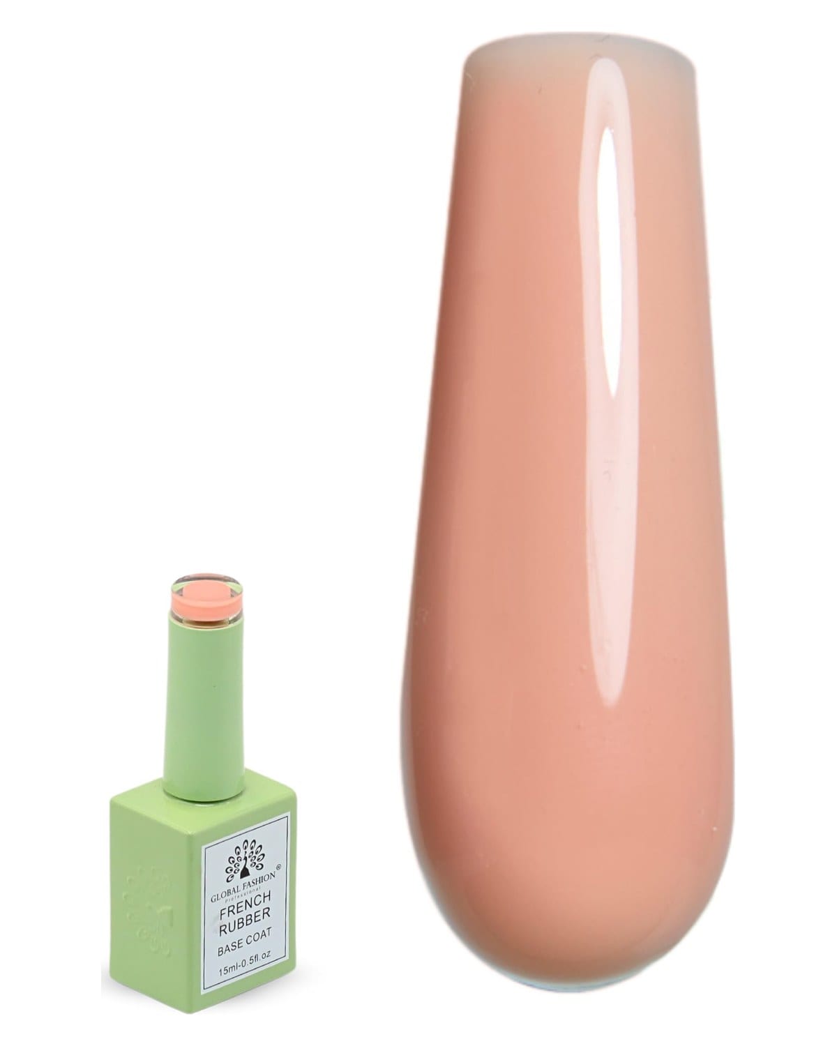 Global Fashion French Rubber Base Coat – UV/LED Gel Polish, 10 Natural Nude Shades, Strengthening & Long-Lasting Formula, Chip-Resistant, Professional Manicure & Nail Art (2 Peach)