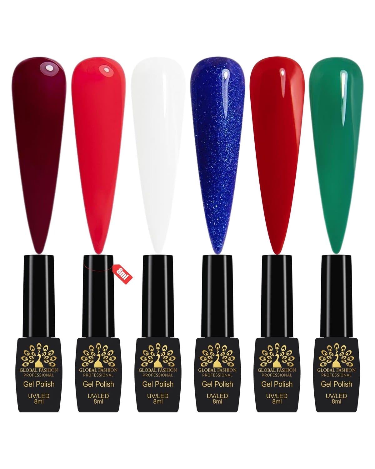 Global Fashion Gel Nail Polish Set of 6-8ml, Black Elite UV/LED Soak-Off, Long-Lasting, Chip-Resistant, Vegan Formula, Easy to Apply, High-Shine Finish for Salon & DIY Nail Art (Regal Affair)