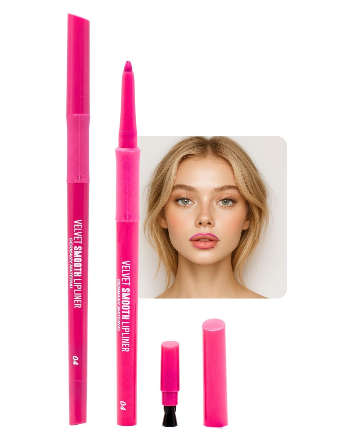 Velvet Smooth Lipliner | Mechanical Twist-Up Pencil, Long-Lasting Velvet-Matte, Waterproof & Smudge-Proof, Precision Lip Contour, Creamy Vegan Formula (4 - Persian rose)