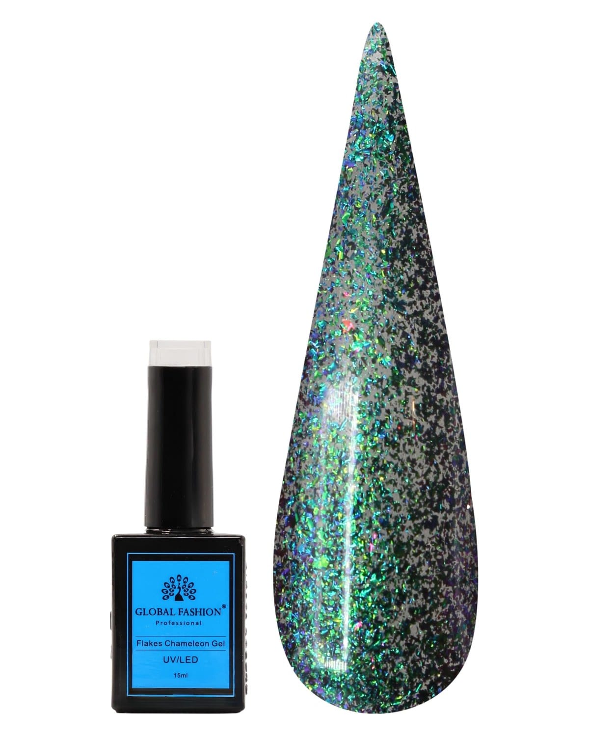 FLAKES Chameleon Gel Nail Polish 15ml by Global Fashion - Long-Lasting, Color Changing, Professional Nail Art, UV/LED Soak-Off Gel, Easy Application, Salon-Grade Manicure | (226, 1)