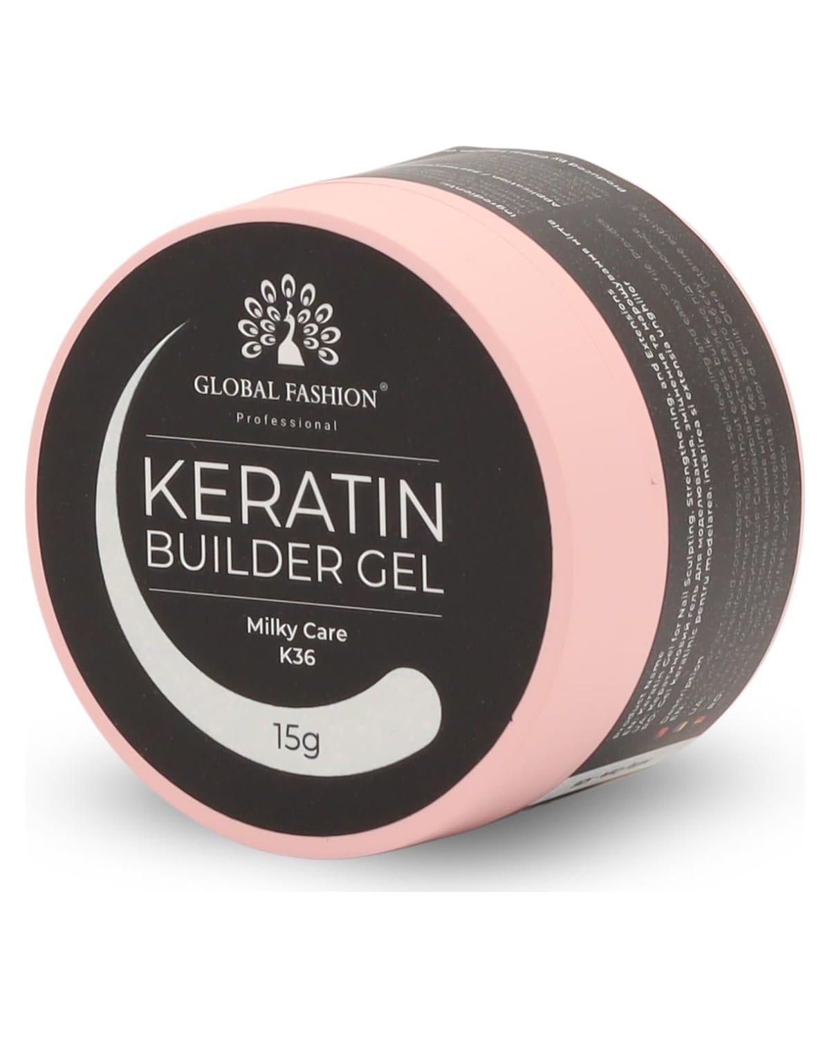 Keratin Builder Gel 15g Self Leveling Hard Gel Durable and Strong for Nail Overlays Extensions and Repairs UV LED Cure Odor Salon Finish Reinforcing Formula, Long Lasting Wear (K36 - Milky Care)