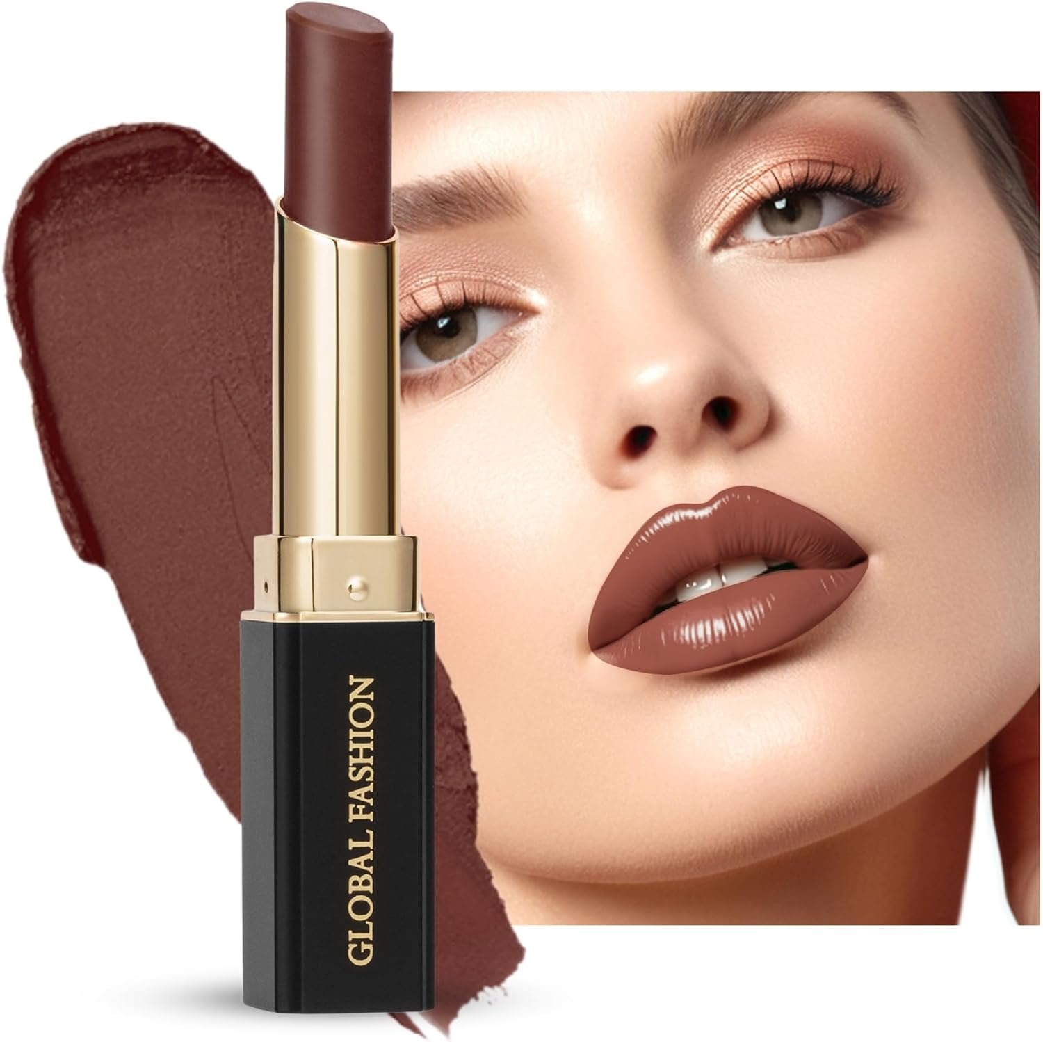 Global Fashion Silk Smooth Matte Lipstick – Long-Lasting, Luxurious Color, Rich Hydration, Lightweight Formula, Lightweight Matte Lip Color for Women, Available in Multiple Shades — Color 123 Ashen Brown