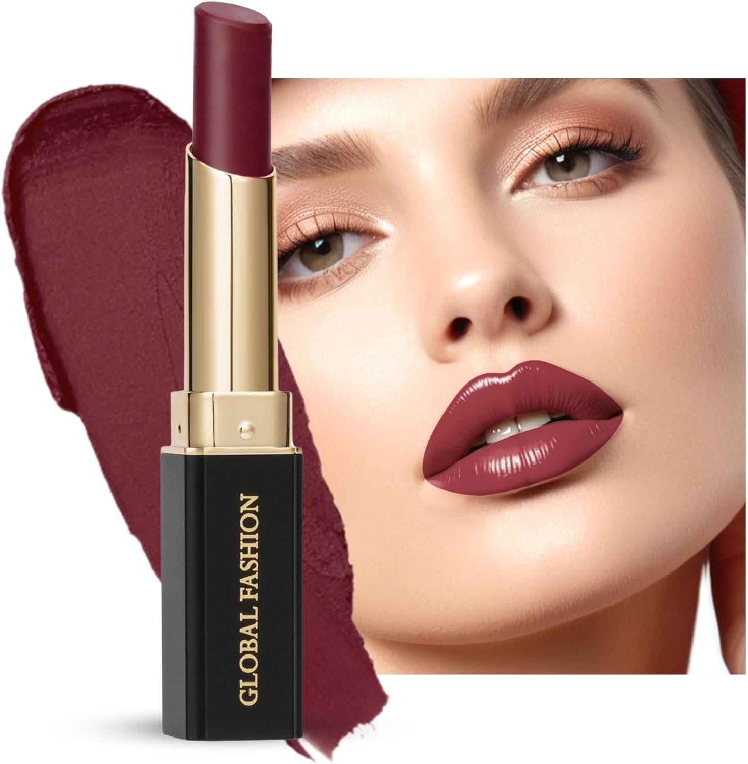 Global Fashion Silk Smooth Matte Lipstick – Long-Lasting, Luxurious Color, Rich Hydration, Lightweight Formula, Lightweight Matte Lip Color for Women, Available in Multiple Shades — Color 102 Dark Carmine