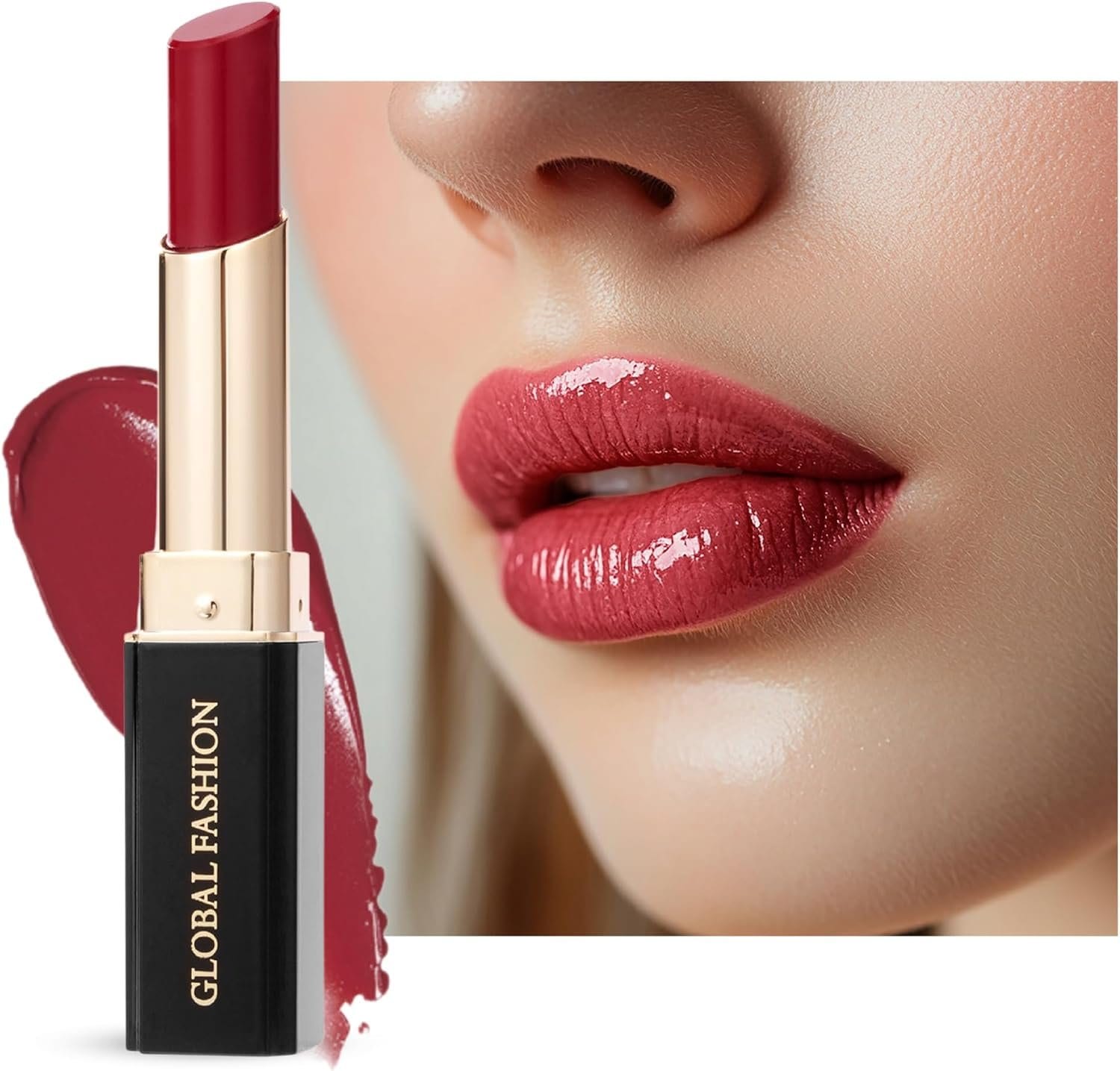GLOBAL FASHION Professional Transparent & Moisturizing Lipstick – 24 Rich Shades, Long-Lasting, Hydrating Formula with Soft Shine Finish, Non-Sticky, Lightweight Texture (121 Vinta) — Color 121	Vintage Red