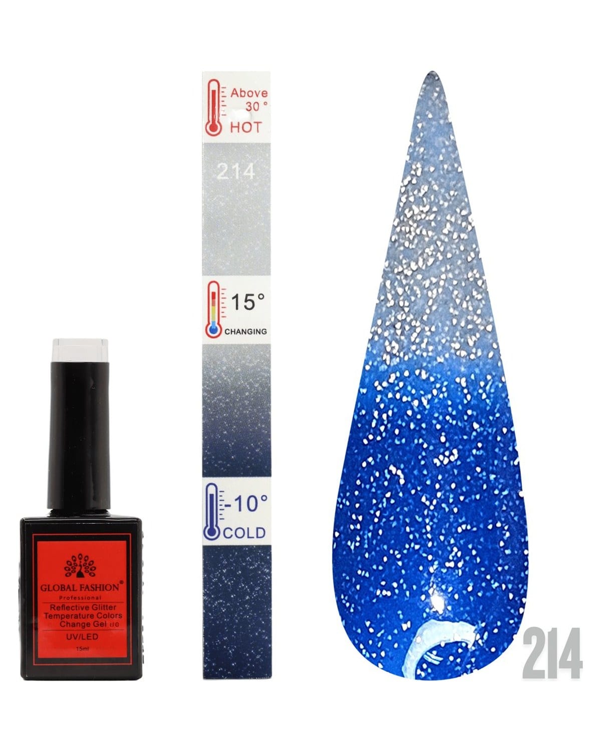 TEMPERATURE GLITTER GEL POLISH 15ML #214