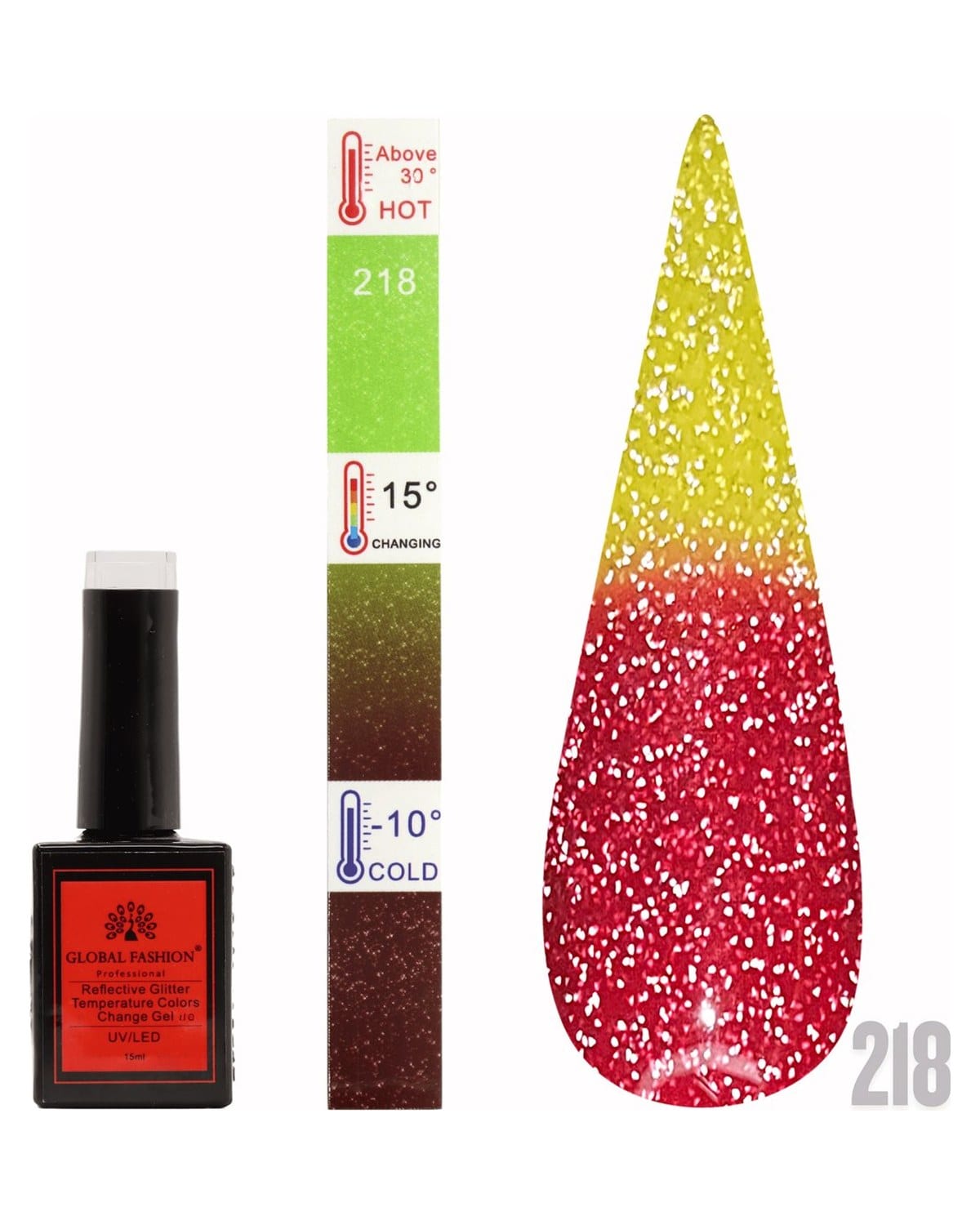 TEMPERATURE GLITTER GEL POLISH 15ML #218