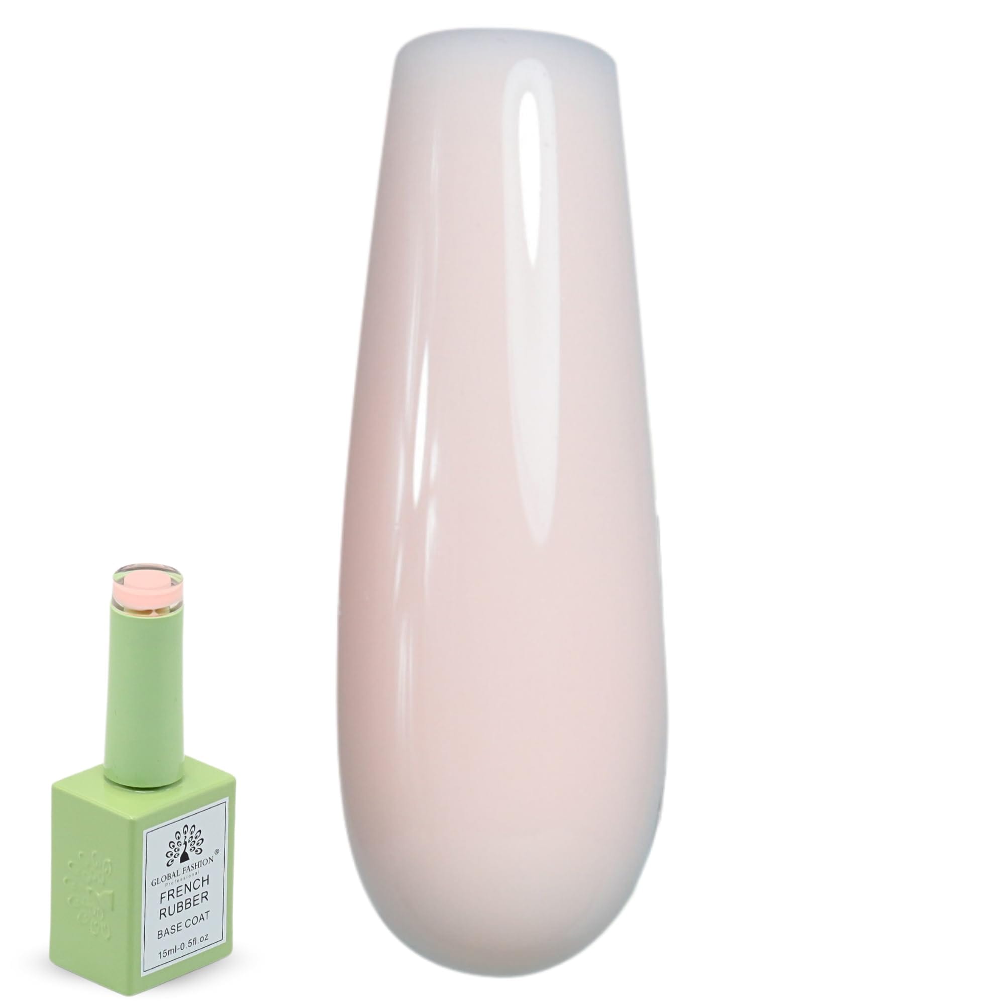 Global Fashion French Rubber Base Coat – UV/LED Gel Polish, 10 Natural Nude Shades, Strengthening & Long-Lasting Formula, Chip-Resistant, Professional Manicure & Nail Art (5 Ivory)