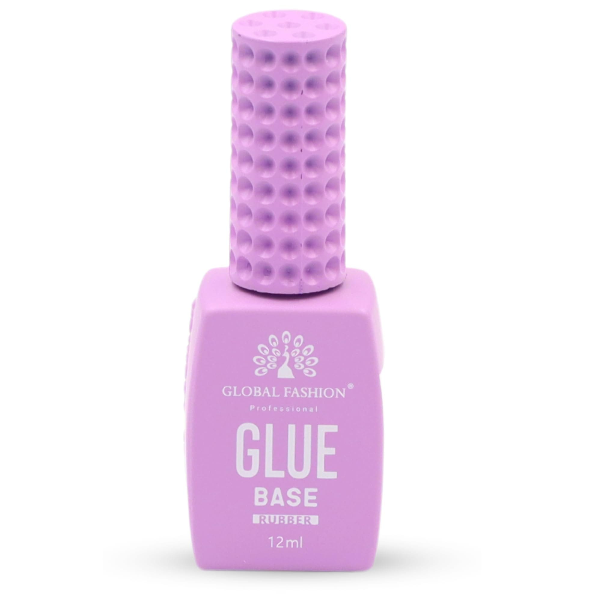 Global Fashion Professional Clear Rubber Base Coat - UV/LED Soak-Off Gel Polish, Strong Adhesion, Flexible & Long-Lasting, Nail Strengthening Formula (Glue base coat, 12ml)