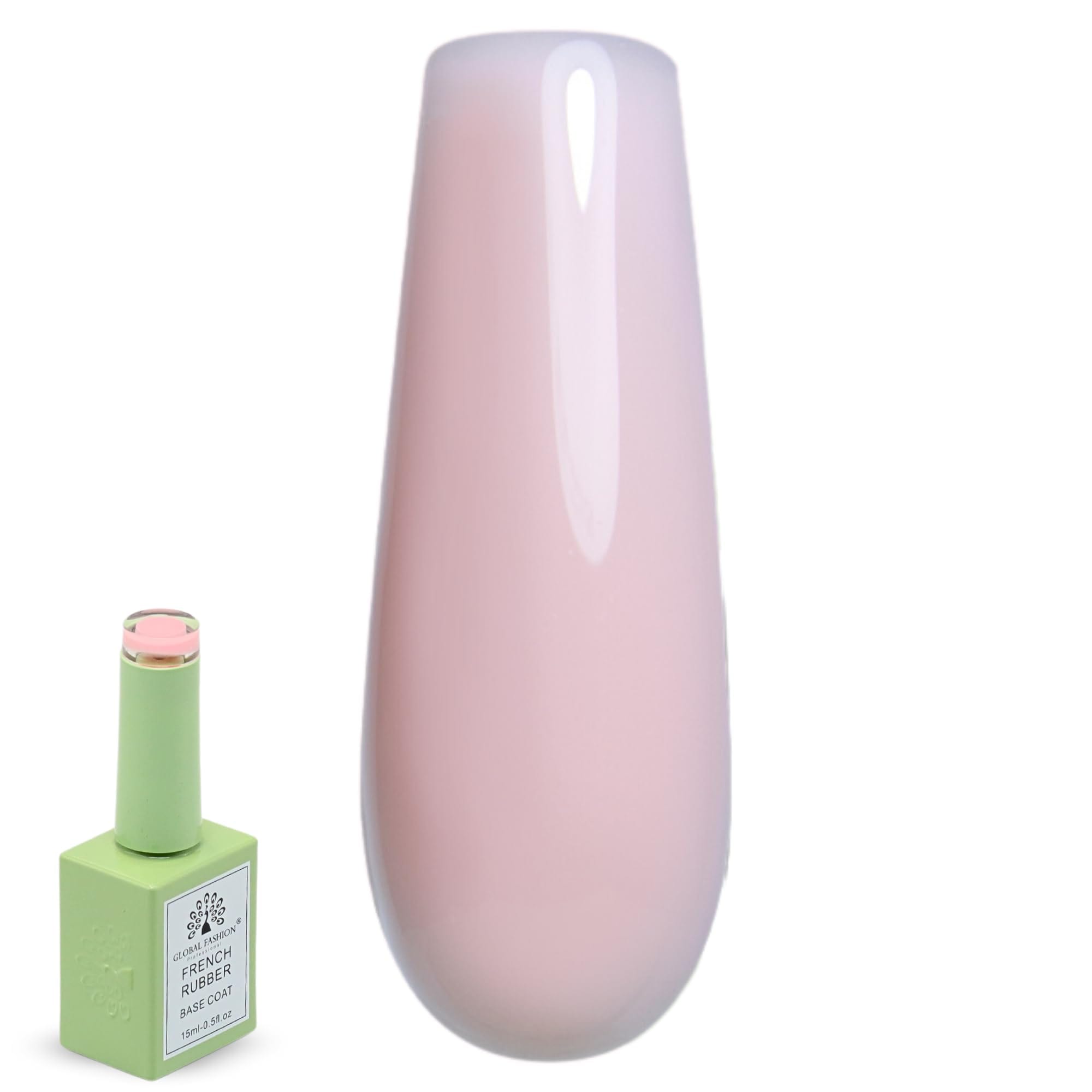 Global Fashion French Rubber Base Coat – UV/LED Gel Polish, 10 Natural Nude Shades, Strengthening & Long-Lasting Formula, Chip-Resistant, Professional Manicure & Nail Art (3 Blush)