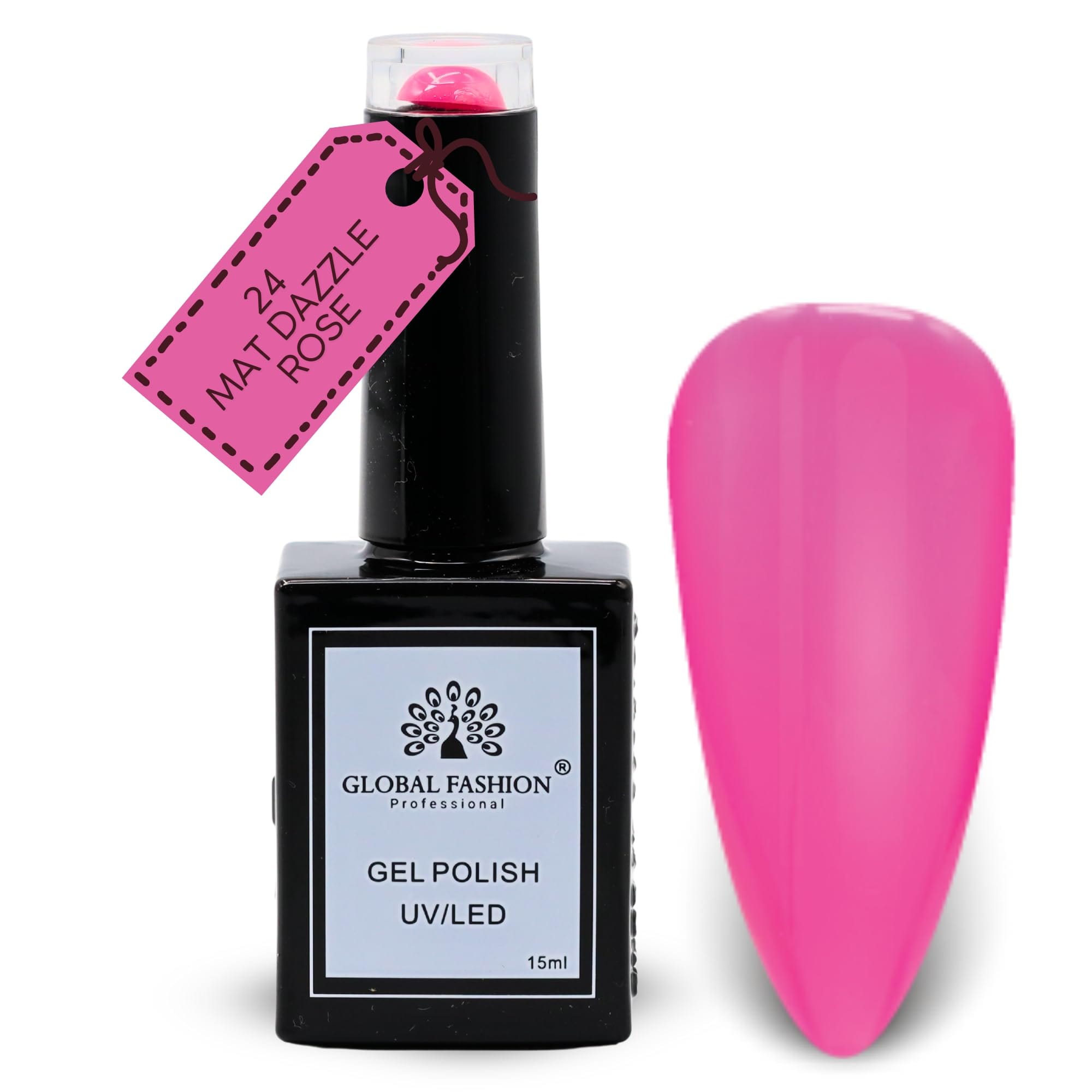 Peach Perfection Collection UV LED Gel Polish – Soak-Off Nail Color for Teen Girls, Long-Lasting Glossy Finish, Chip-Resistant Salon Gel for Nail Art & Home Use (24-Mat Dazzle Rose)
