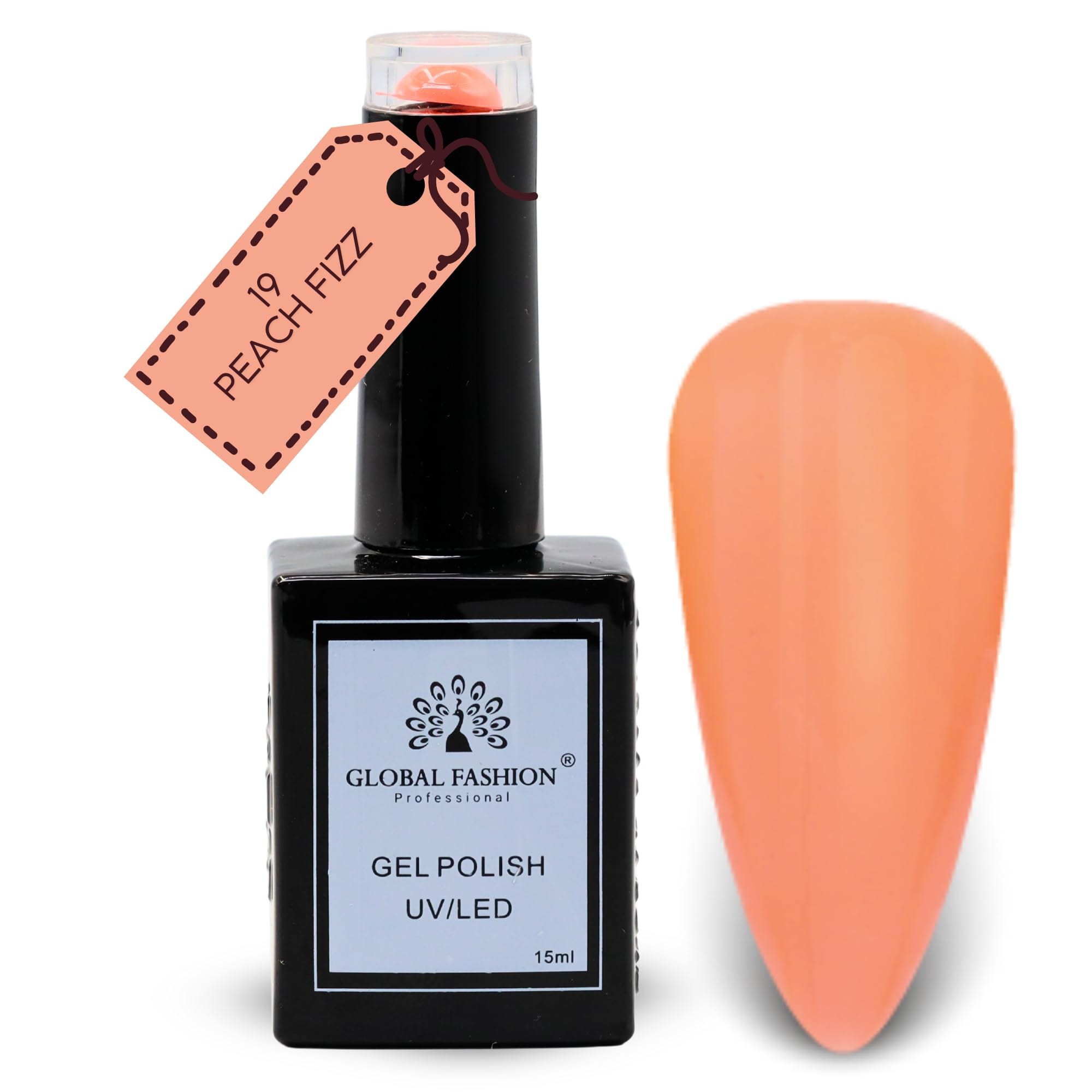 Peach Perfection Collection UV LED Gel Polish – Soak-Off Nail Color for Teen Girls, Long-Lasting Glossy Finish, Chip-Resistant Salon Gel for Nail Art & Home Use (19-Peach Fizz-1p)