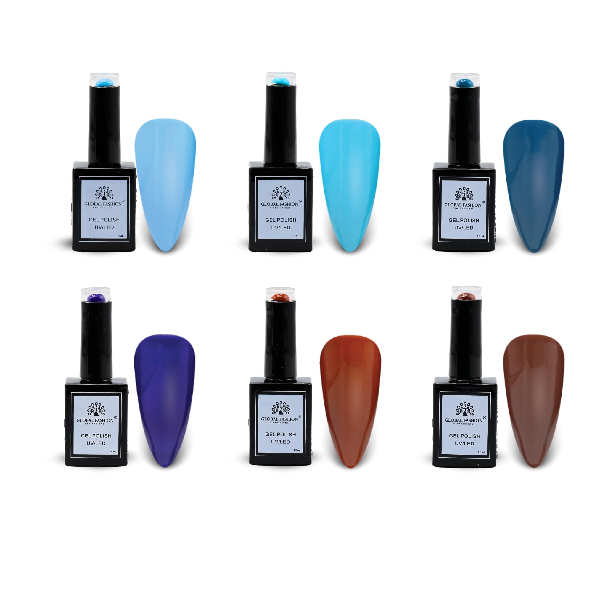 Global Fashion Mint Moods Collection Set (103–108) – 6 Long-Lasting, High-Gloss, Chip-Resistant Colors for Teens & Professionals – UV/LED Soak-Off Nail Kit (103–108 Mint Moods Coll)
