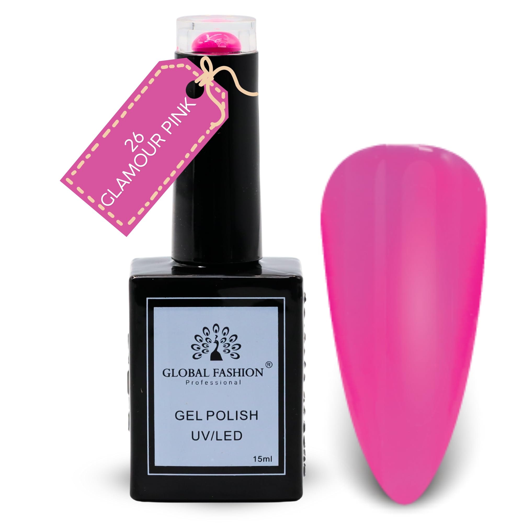 Global Fashion Nude Nuances Collection Set (25–30) – 6 Long-Lasting, High-Gloss, Chip-Resistant Colors for Teens & Professionals – UV/LED Soak-Off Nail Kit (26-Glamour Pink-1p, 15m)