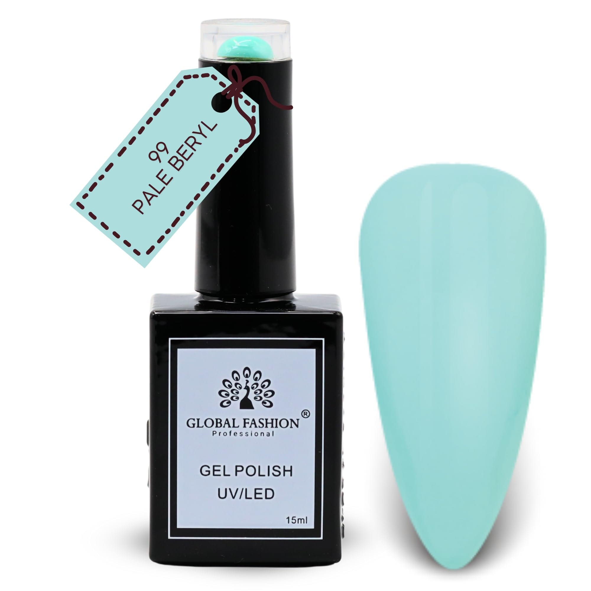 Global Fashion Garden Greens Collection Set (97–102) – 6 Long-Lasting, High-Gloss, Chip-Resistant Colors for Teens & Professionals – UV/LED Soak-Off Nail Kit (99-Pale Beryl-1p, 15m)