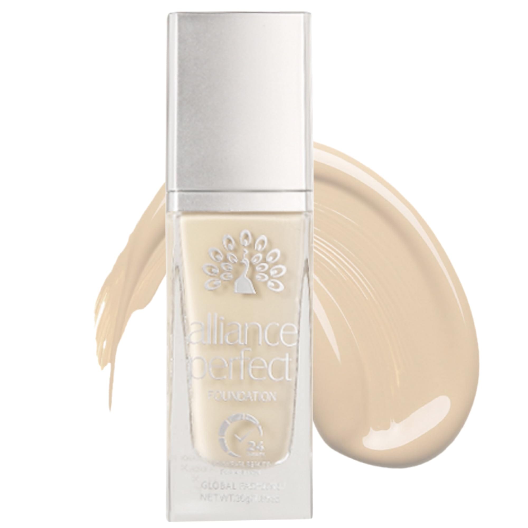 GLOBAL FASHION Alliance Perfect Liquid Foundation 8 Shades - 24H Long-Wear, Smart Tone-Adapting Full Coverage, Hydrating Vitamin E Complex, Transfer-Proof, Seamless Blend (L026 - T)