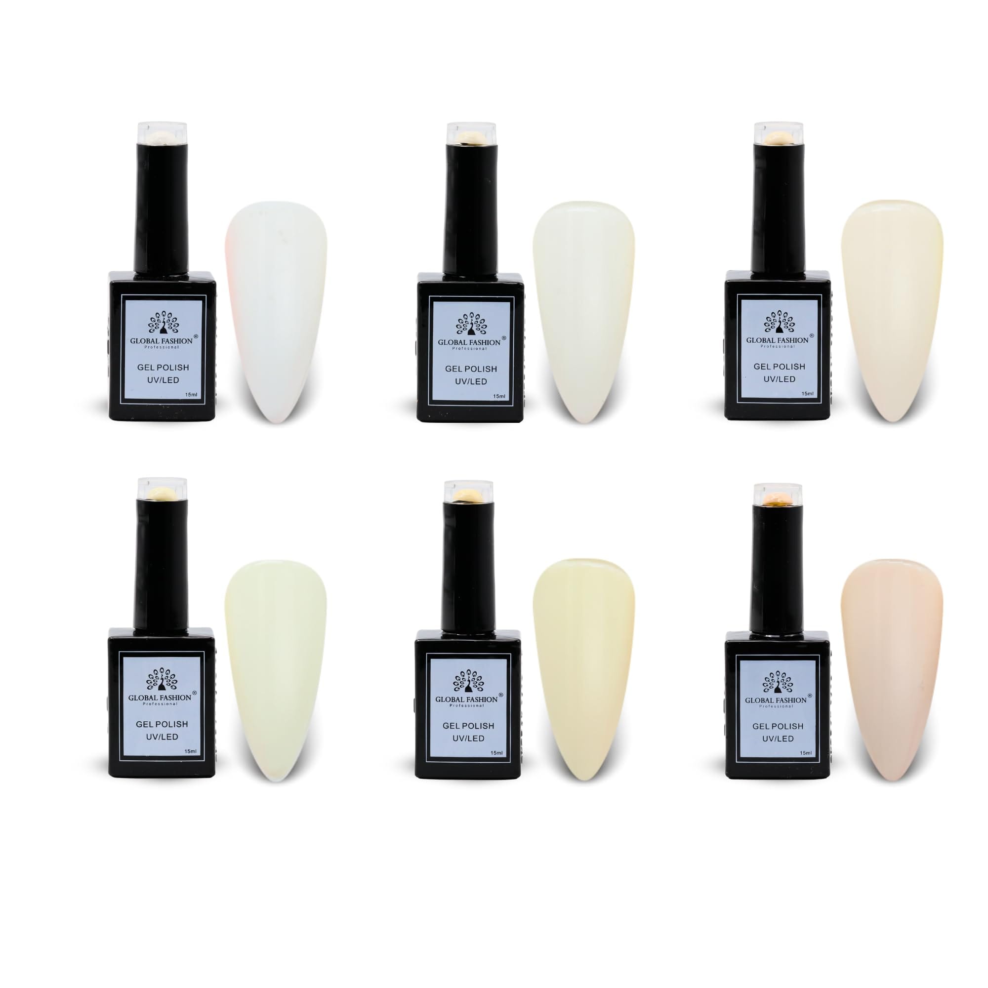 Global Fashion Delicate Whites Collection Set (31–36) – 6 Long-Lasting, High-Gloss, Chip-Resistant Colors for Teens & Professionals – UV/LED Soak-Off Nail Kit (Delicate Whites Coll)