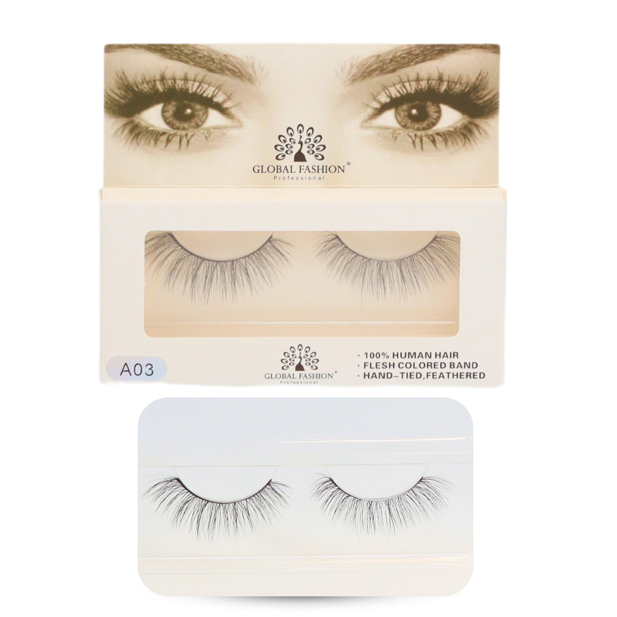 2 Pcs False Eyelashes Pack - Wispy Natural Look, Mink Fluffy Strips, Cat Eye and Fox Eye Lashes, Reusable, Easy Application, Perfect for Daily Wear & Special Occasions - | (Eyelash) — Color Eyelash A03-1 Pair
