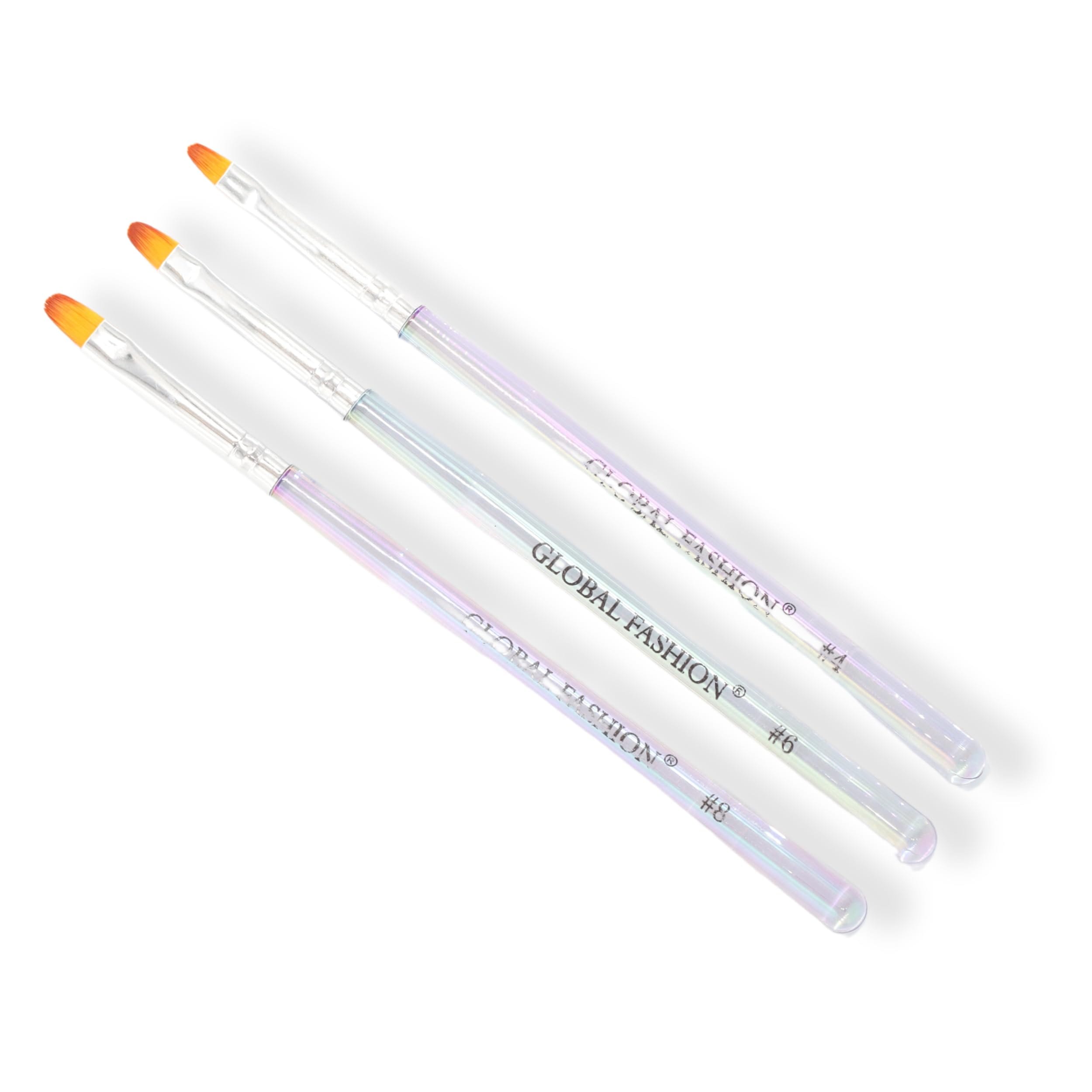 GLOBAL FASHION Oval Gel Nail Brush - Professional Nail Art Brush Set (3 Pcs) - Acrylic & Gel Polish Application - (Oval Set)