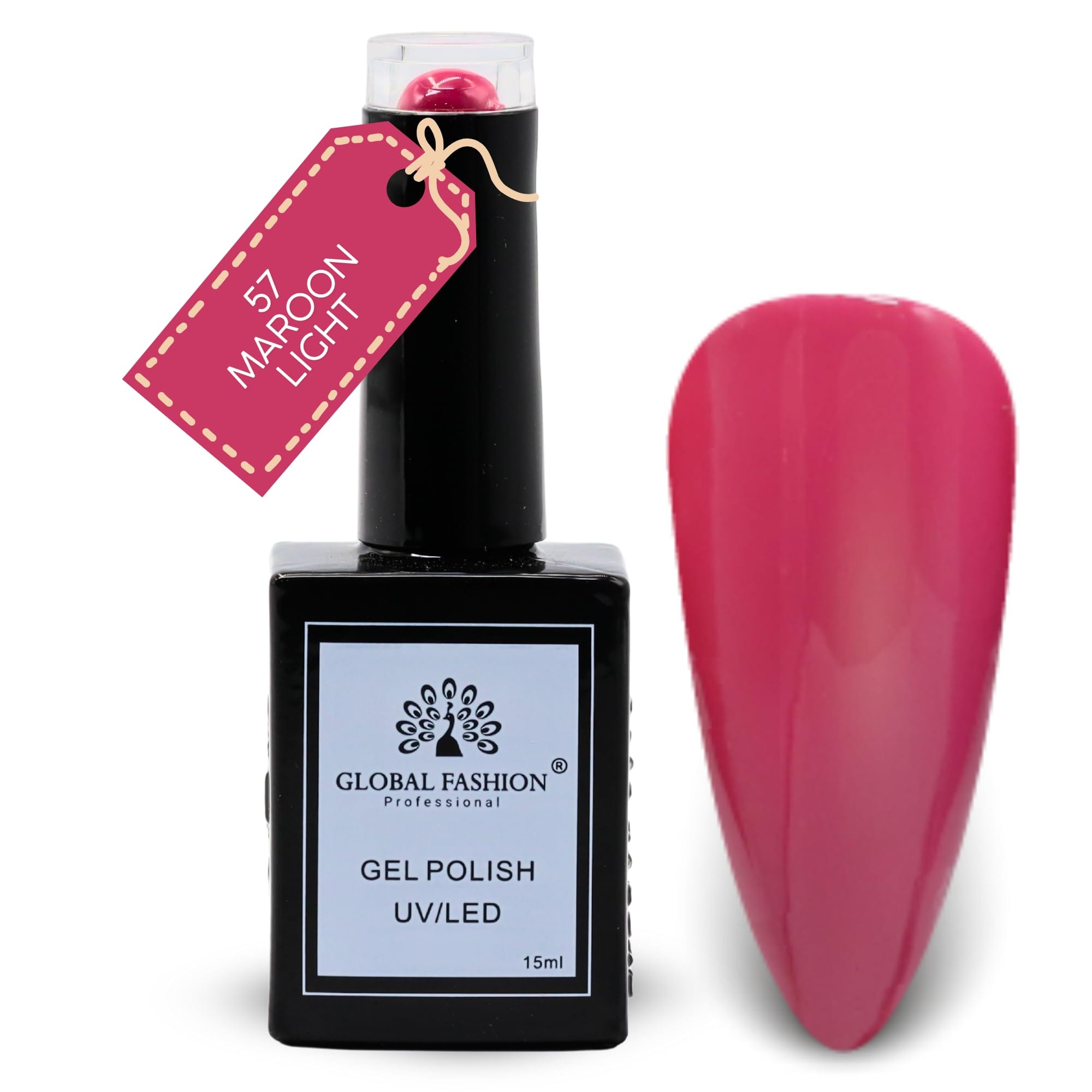 Global Fashion Pretty in Pink Collection Set (55–60) – 6 Long-Lasting, High-Gloss, Chip-Resistant Colors for Teens & Professionals – UV/LED Soak-Off Nail Kit (57-Maroon Light-1p, 1)