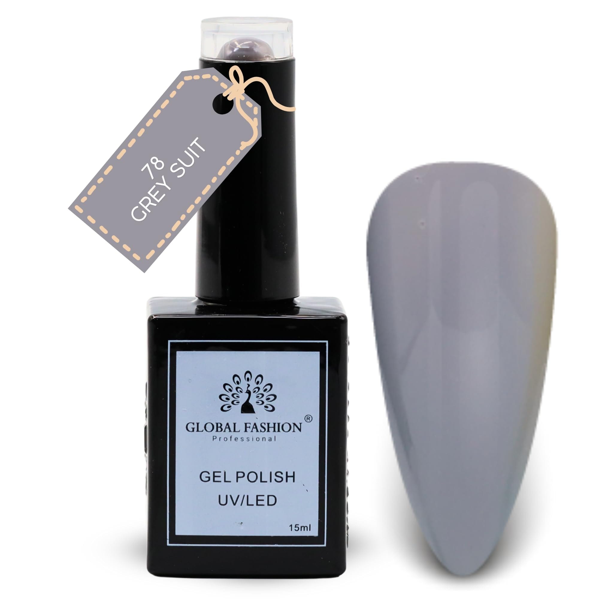 Global Fashion Lavender Lullaby Collection Set (73–78) – 6 Long-Lasting, High-Gloss, Chip-Resistant Colors for Teens & Professionals – UV/LED Nail Kit (78-Grey Suit-1p, 15ml)