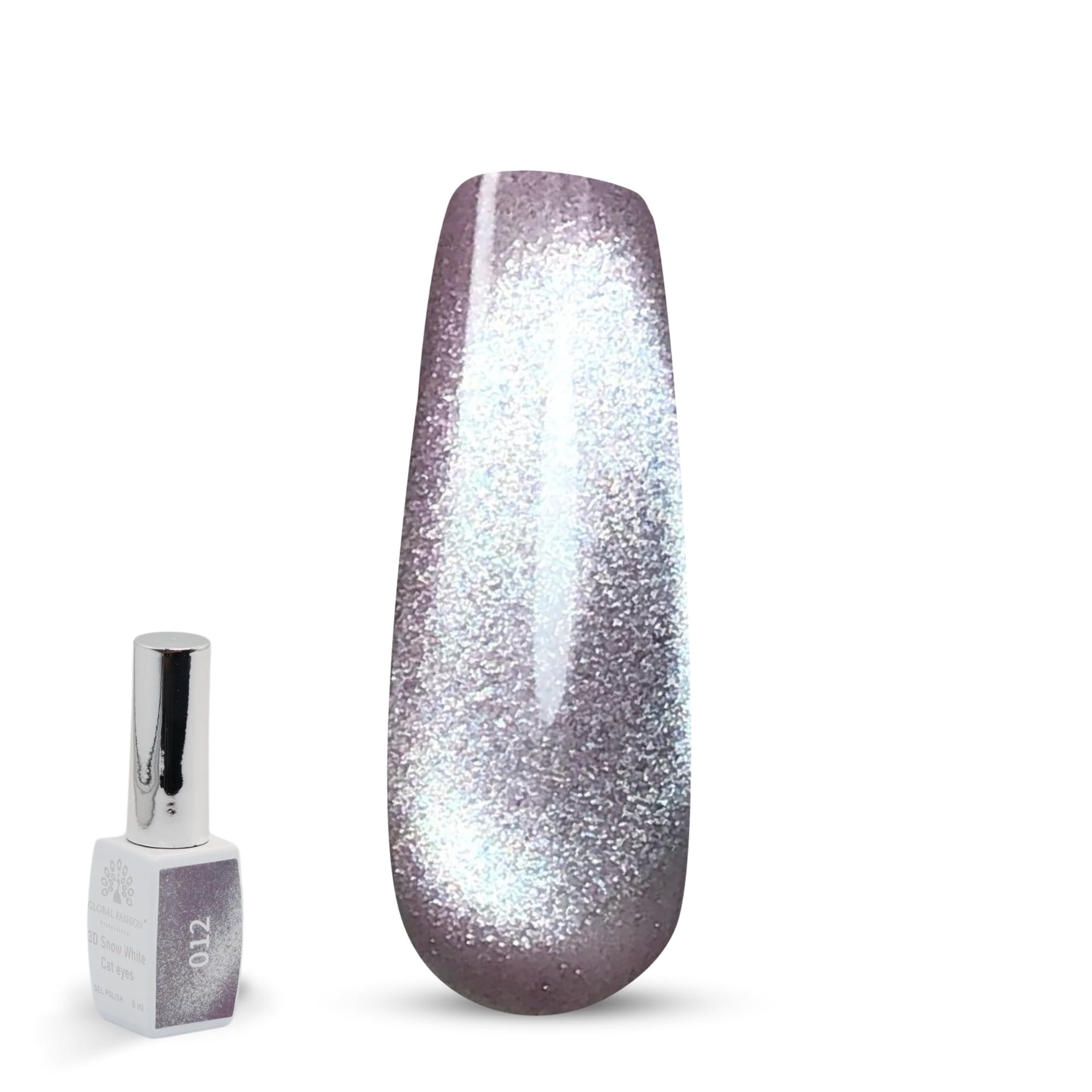 3D Snow White Cat Eye Gel Nail Polish 8ml – Long-Lasting Magnetic Gel, Holographic Shimmer, UV/LED Soak Off, Chip-Resistant, Vegan Cruelty-Free, DIY Nail Art, Salon Quality Manicur — Color 6145377444522