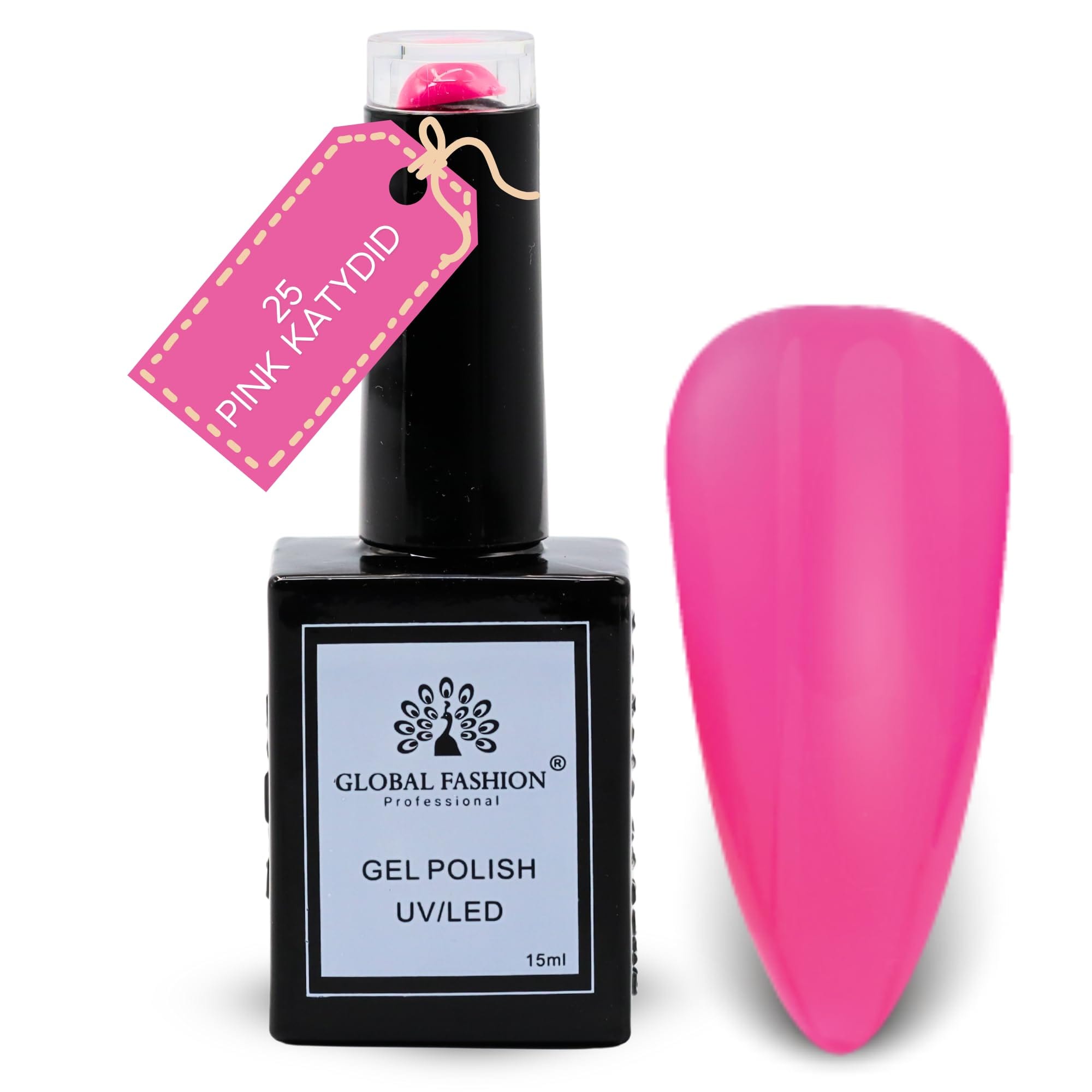 Global Fashion Nude Nuances Collection Set (25–30) – 6 Long-Lasting, High-Gloss, Chip-Resistant Colors for Teens & Professionals – UV/LED Soak-Off Nail Kit (25-Pink Katydid-1p, 15m)