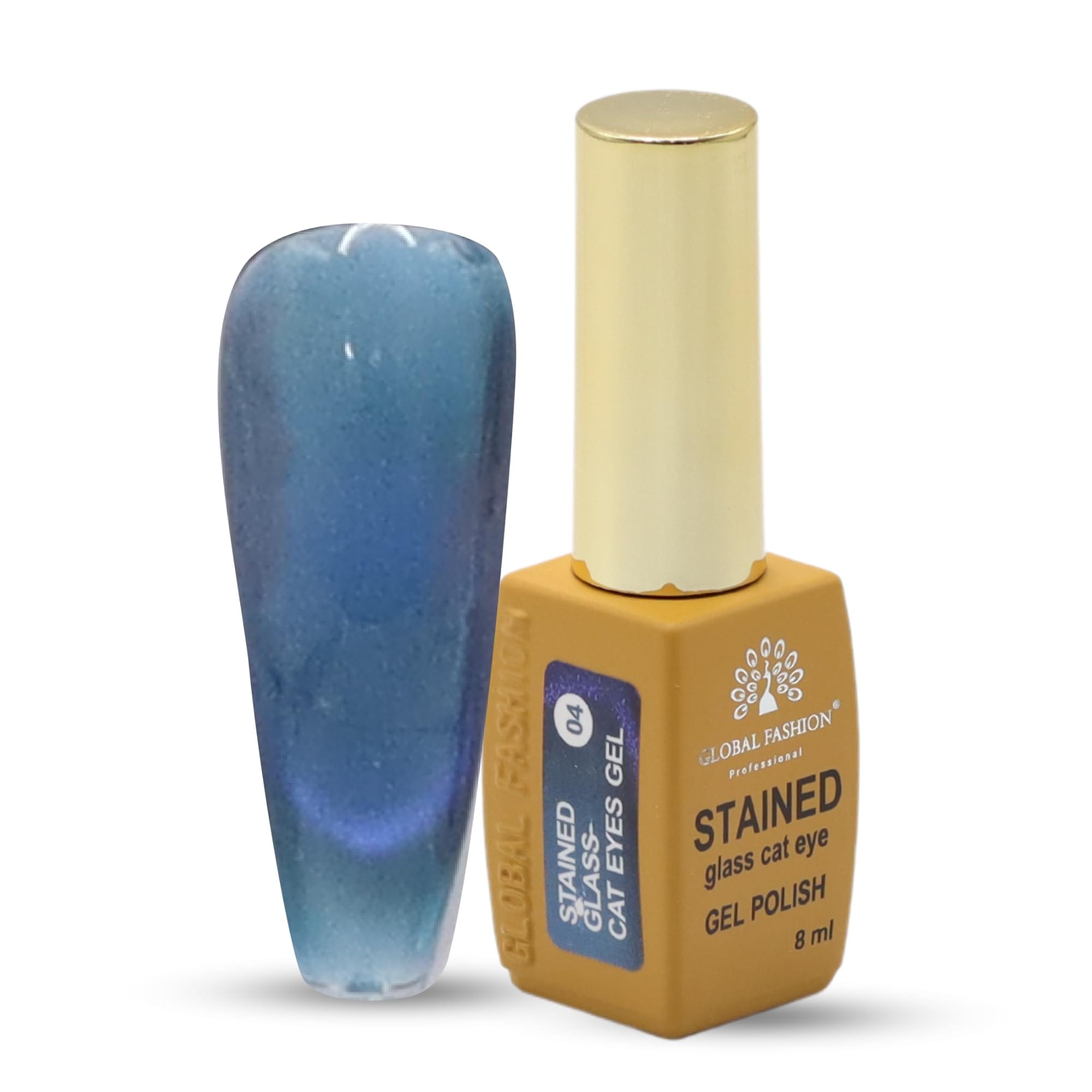 GLOBAL FASHION Stained Glass Cat Eye Gel Polish 8ml | Holographic Shimmer, Magnet Included, Long-Lasting, High-Gloss, UV/LED Soak Off, Nail Art Design, Professional Manicure, Salon — Color 2038529540484