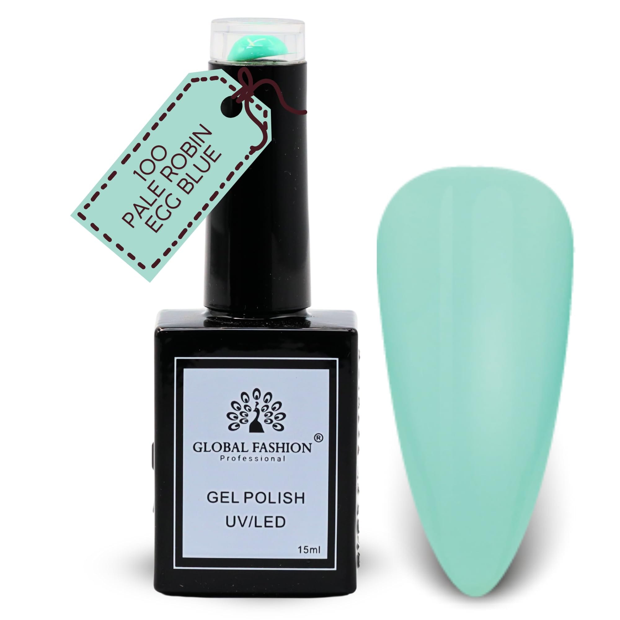 Global Fashion Garden Greens Collection Set (97–102) – 6 Long-Lasting, High-Gloss, Chip-Resistant Colors for Teens & Professionals – UV/LED Soak-Off Nail Kit (100-Pale Robin Egg Bl)