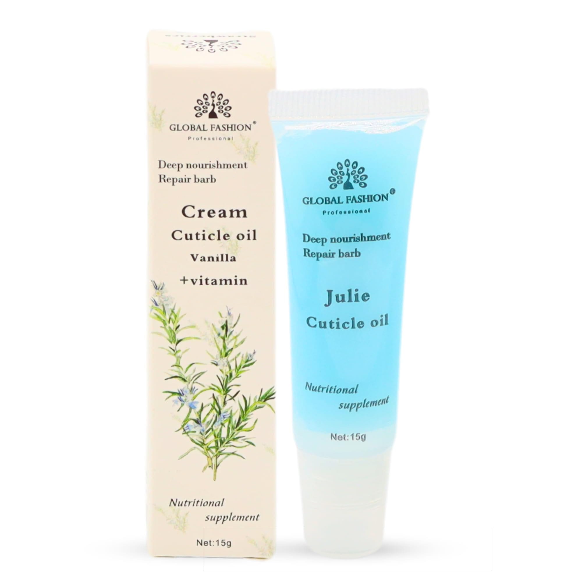 GLOBAL FASHION Professional Global Fashion Cream Cuticle Oil - Cherry Scent + Vitamins - Nourishing Nail & Cuticle Care (Vanilla + Vitamin)