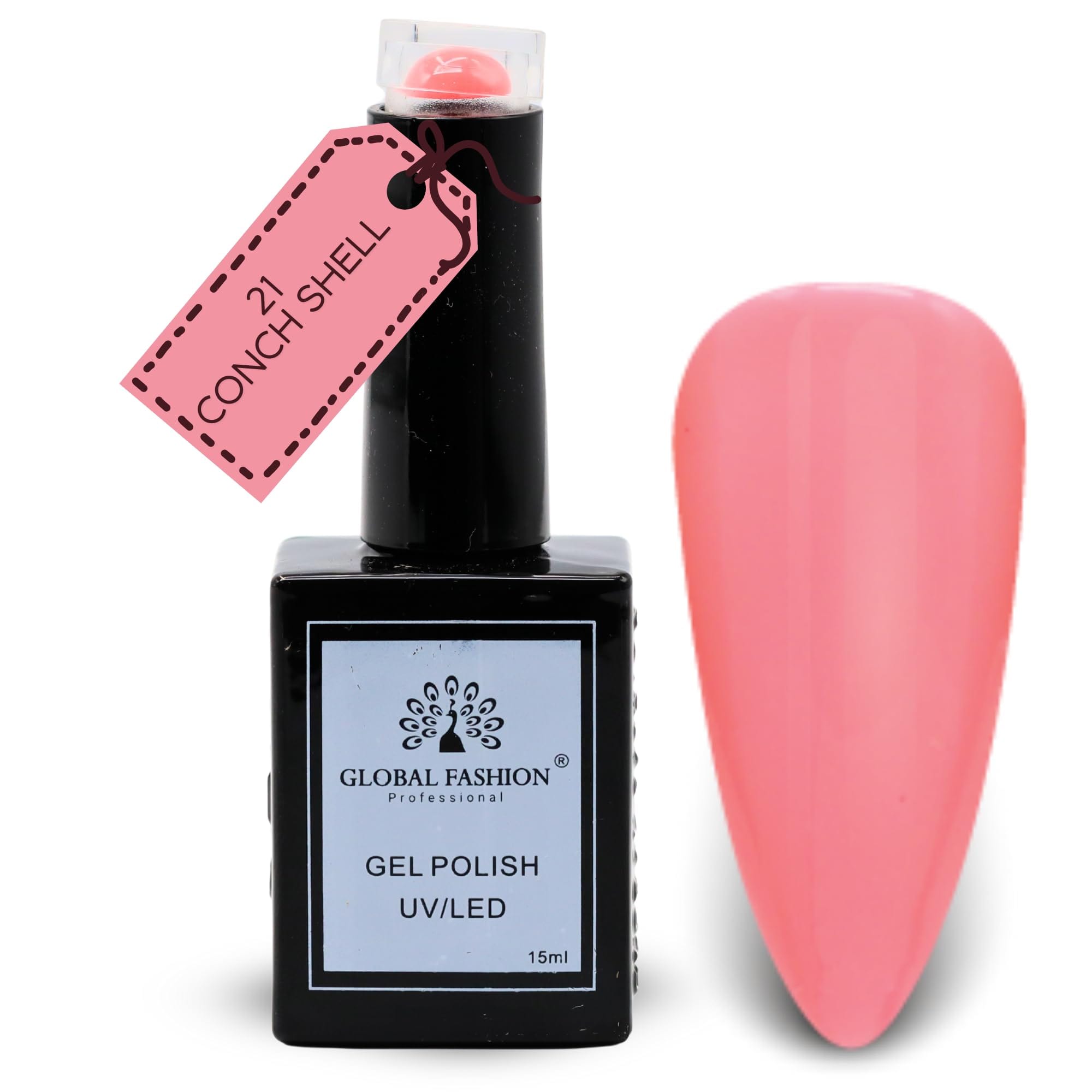 Peach Perfection Collection UV LED Gel Polish – Soak-Off Nail Color for Teen Girls, Long-Lasting Glossy Finish, Chip-Resistant Salon Gel for Nail Art & Home Use (21-Conch Shell-1p)