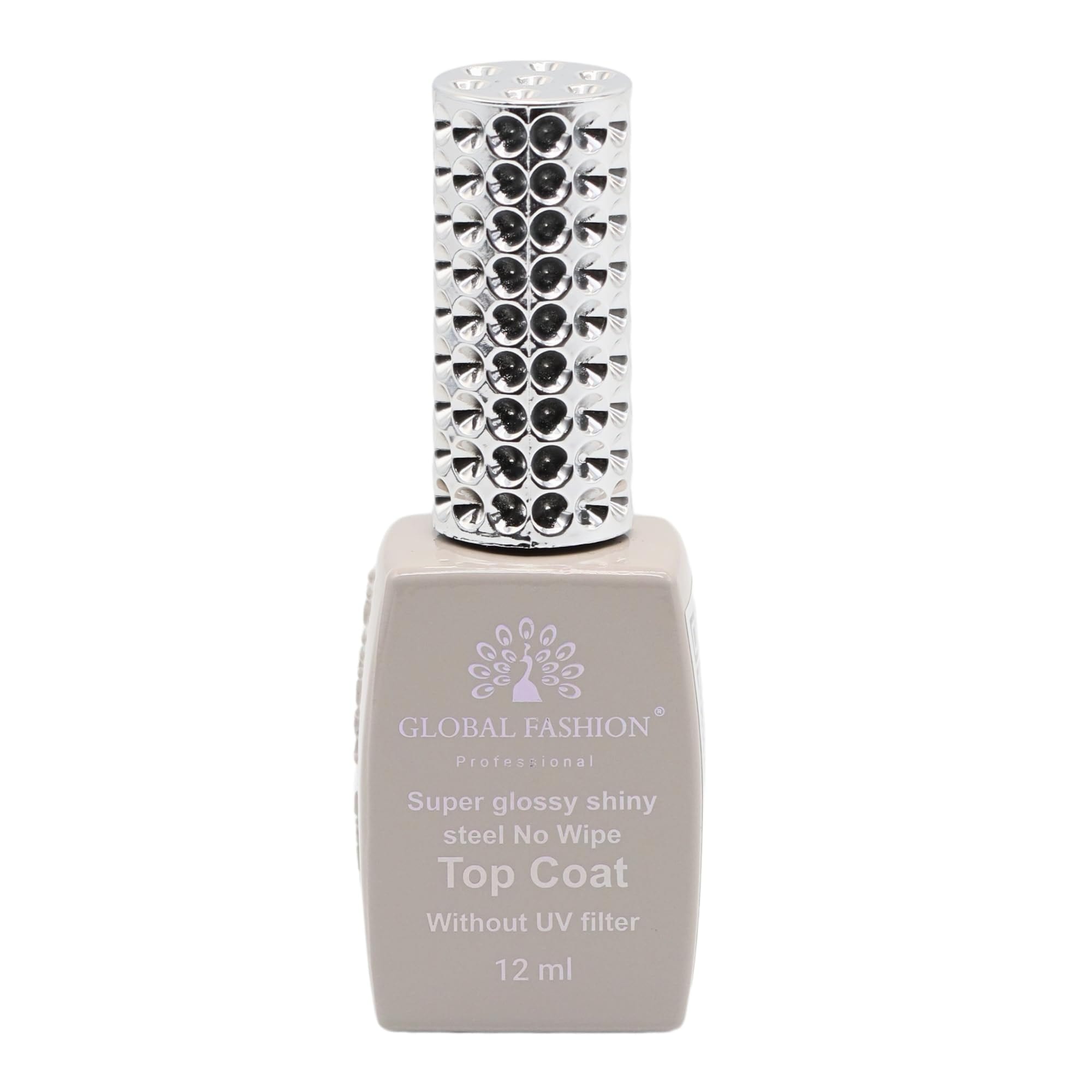 Global Fashion Professional Steel No Wipe Top Coat for Nails - Super Glossy Shiny, UV Lamp Required, Anti-Scratch, Long-Lasting Protection, 12ml (No UV Fillter, 12ml) — Color B0DVCD2MWM